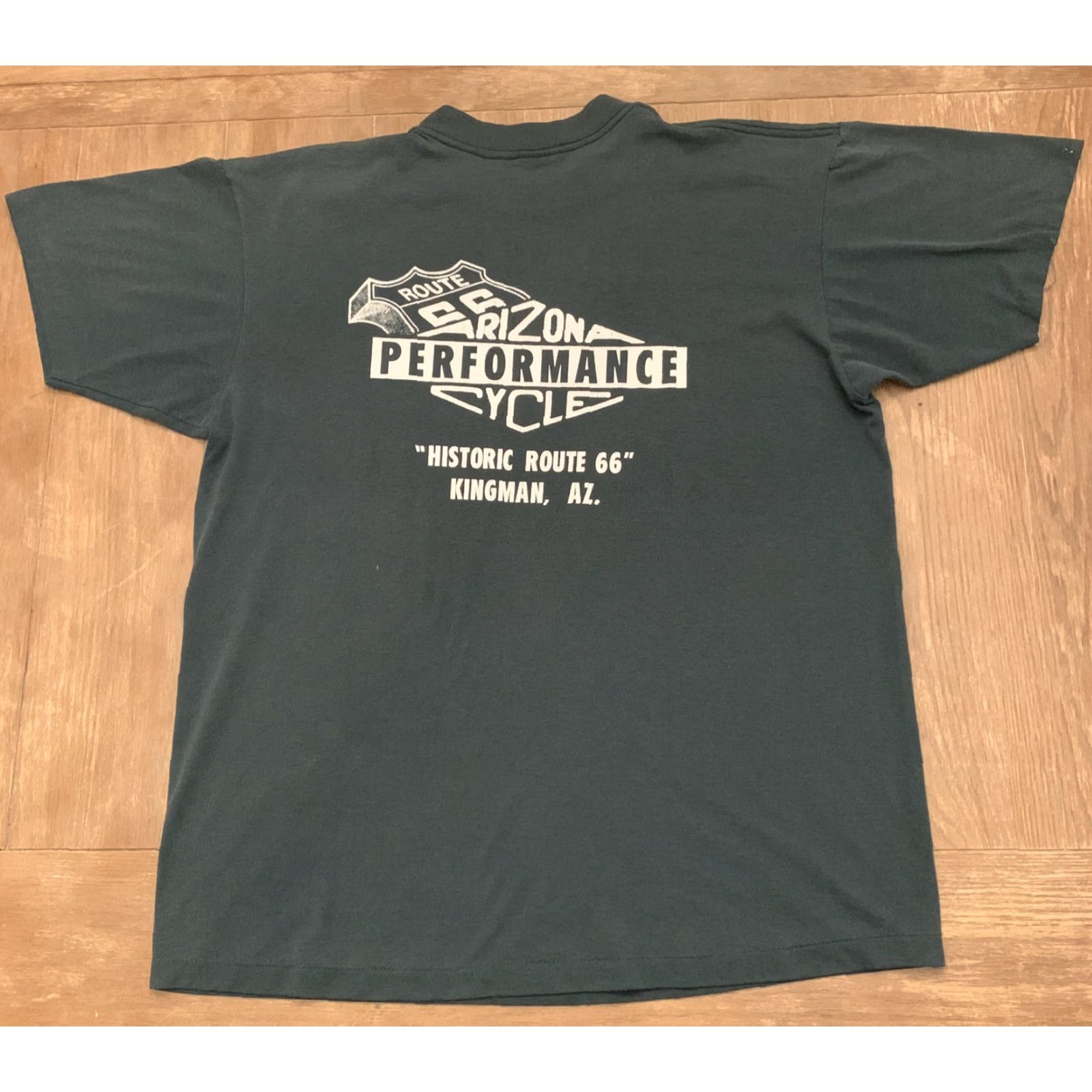 Vintage VINTAGE 3D Emblem T-Shirt Biker / Route 66 Kingman AZ Performance Cycle Green XL Men Size US XL / EU 56 / 4 - 6 Thumbnail
