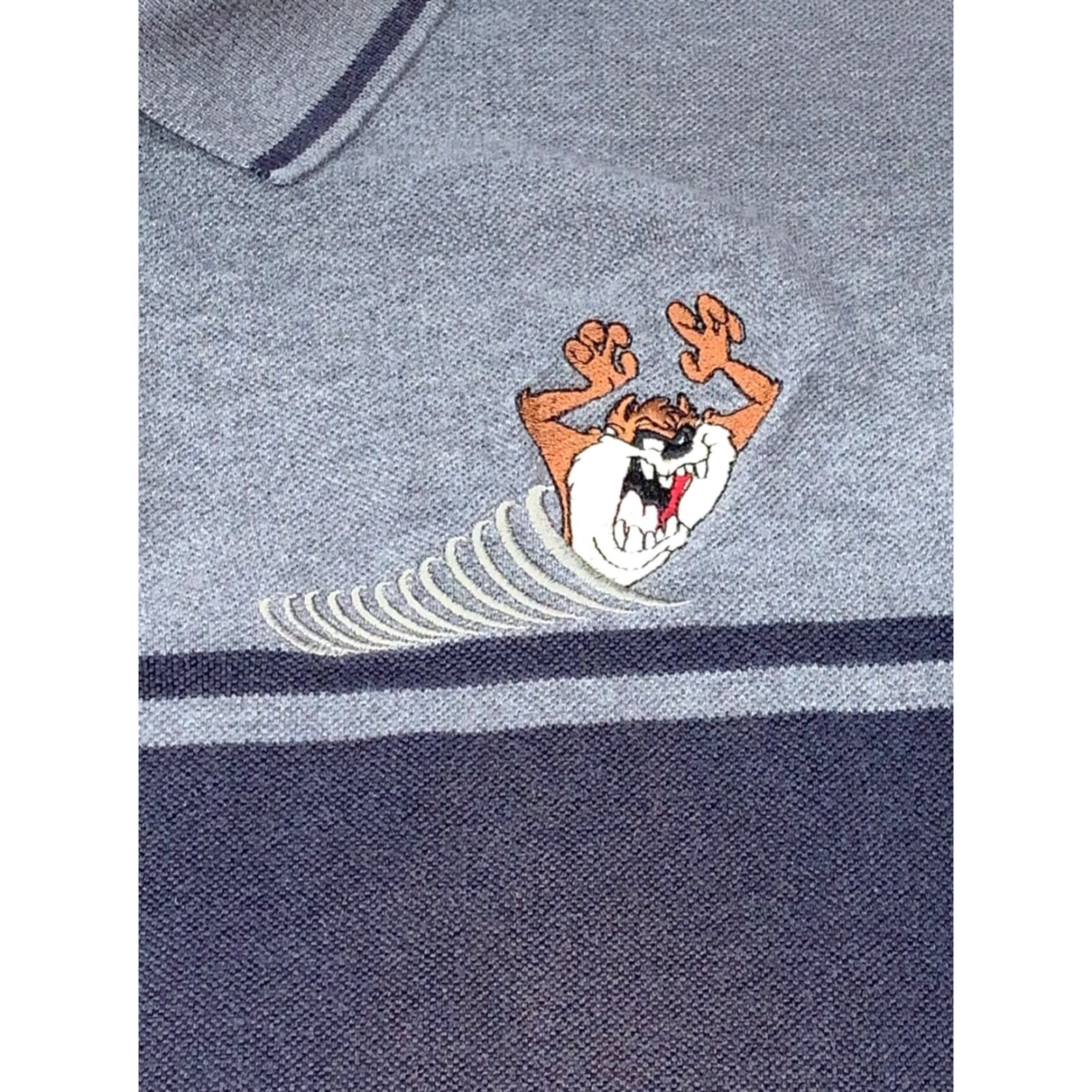 Vintage VTG Warner Bros Polo Taz Tasmanian Devil Blue Gray Embroidered Distress L 4568 Size US L / EU 52-54 / 3 - 2 Thumbnail