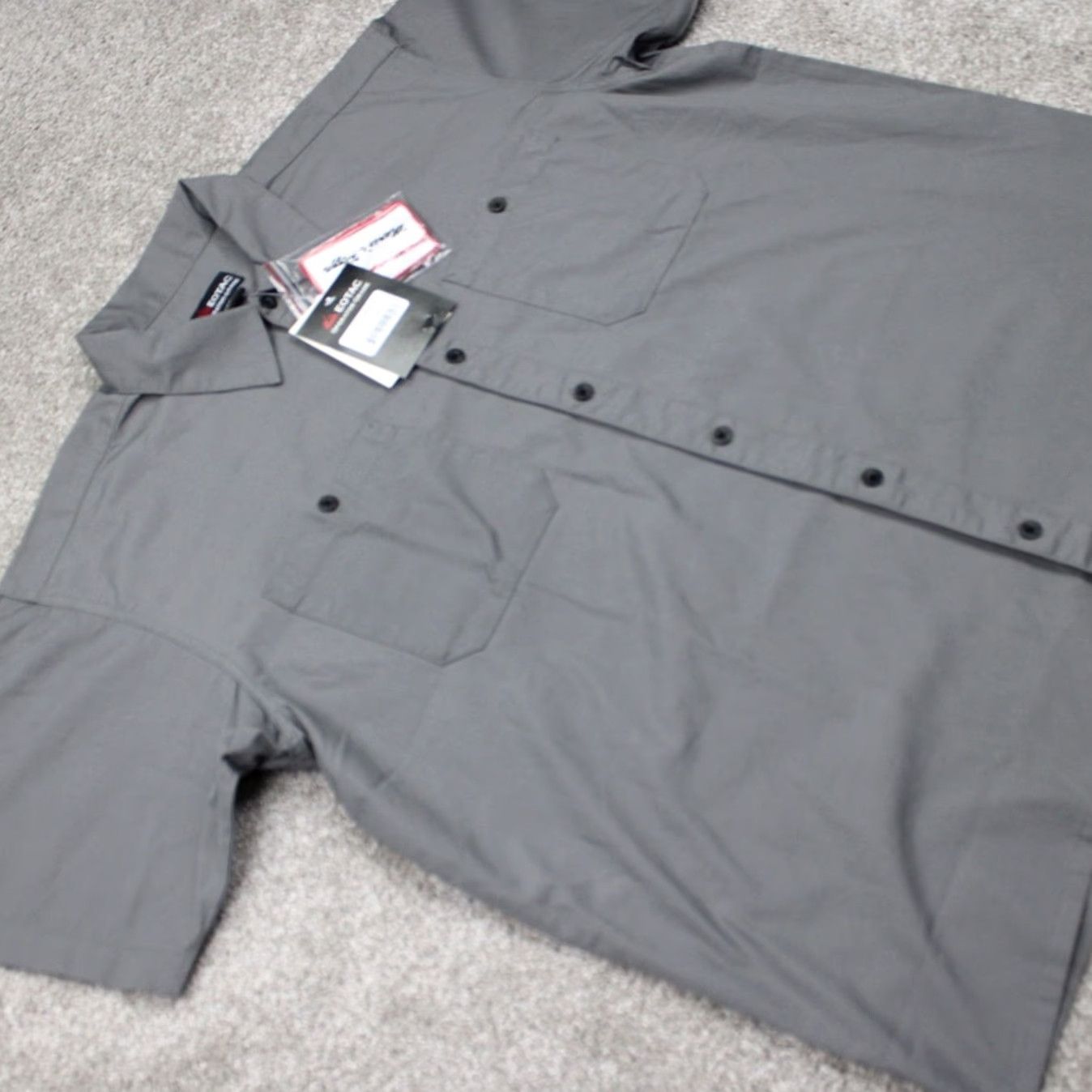 Vintage EOTAC Operator Grade Shirt Mens Large Gray Button-Up Short Sleeve Tactical 100% Cotton with Patches NWT Size US L / EU 52-54 / 3 - 7 Thumbnail