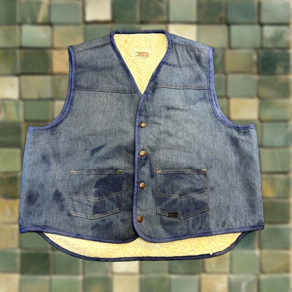 Sears VINTAGE Sears Western Vest Denim Lined Mens XL Blue Size US XL / EU 56 / 4 - 1 Thumbnail