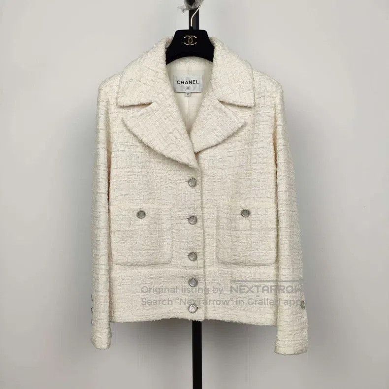 Chanel Chanel White tweed coat Size XS / US 0-2 / IT 36-38 - 1 Thumbnail