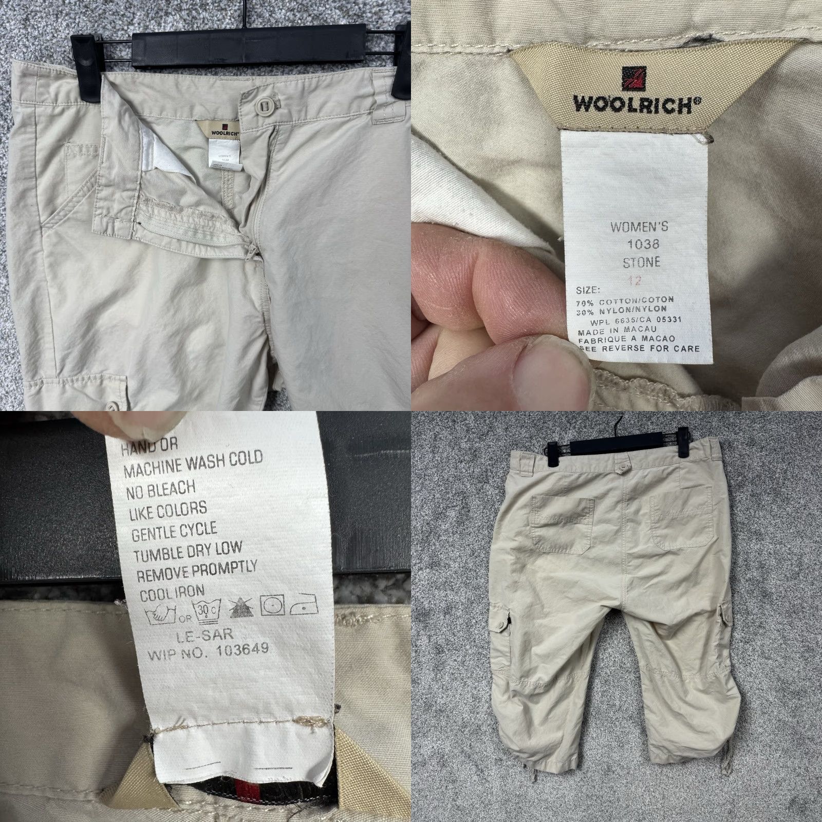 Vintage VINTAGE Woolrich Cargo Capris Sz 12 Pants Women Beige Cotton Cinch Hem Pockets Utility Outdoor Hiking 15.5 In Inseam Size ONE SIZE - 8 Thumbnail