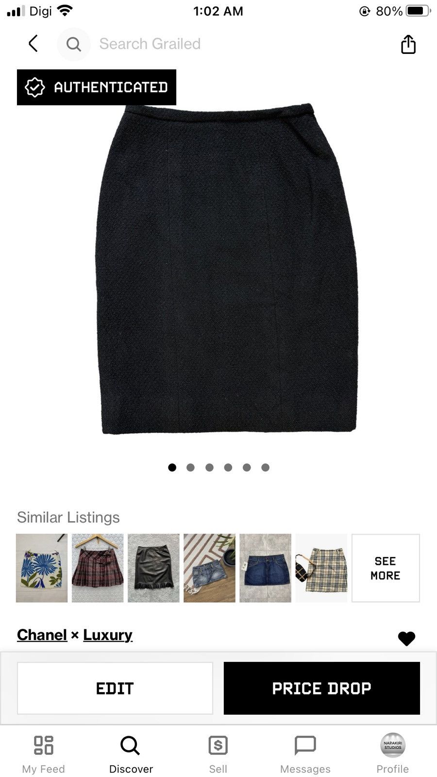 Chanel Chanel Boutique Black Tweed Mini Skirts #A26-0589 Size 25" / US 0 / IT 36 - 7 Thumbnail