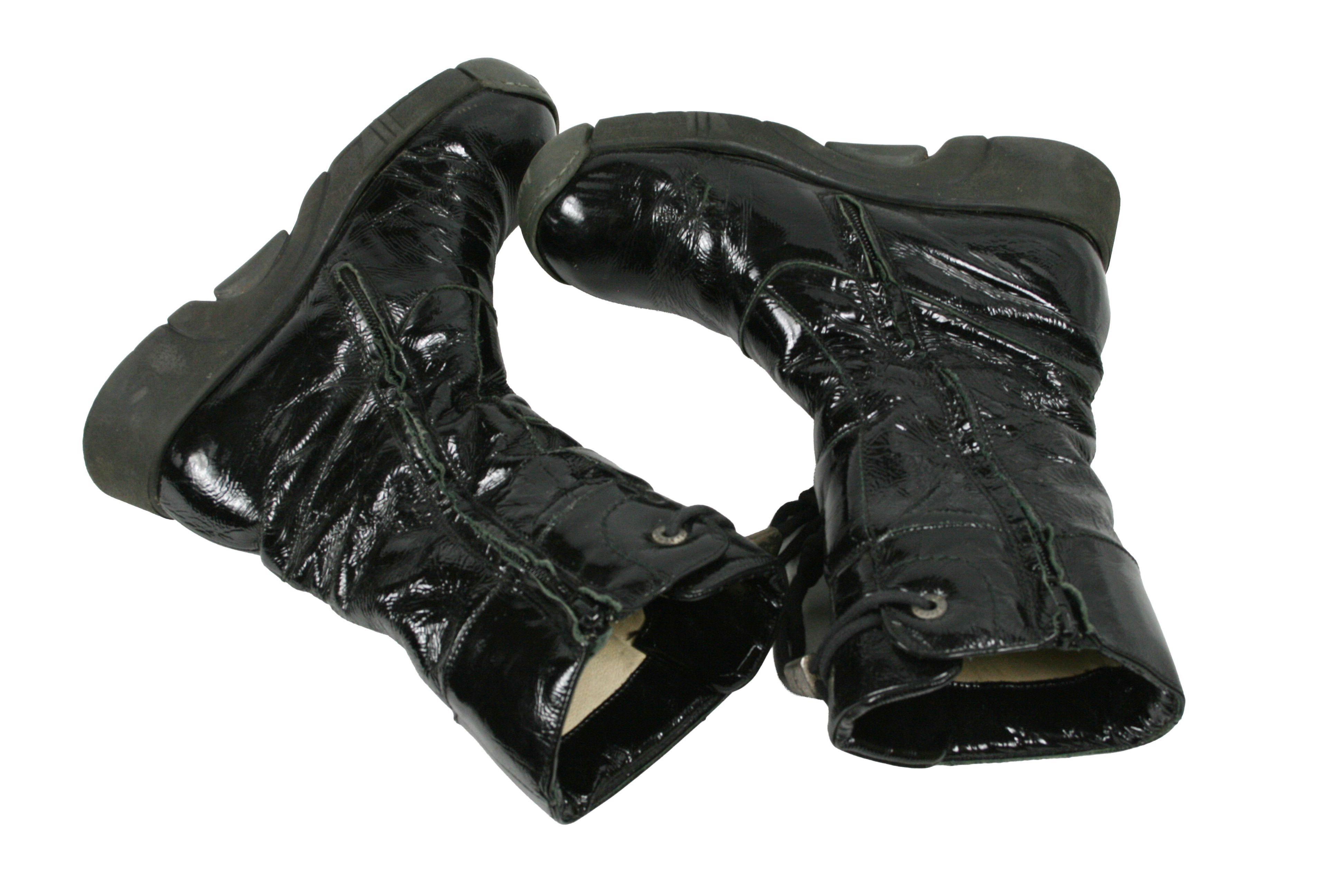 Japanese Brand 00S Bumper Y2K Patent Leather Mid Moto Boots Vintage Size US 6 / IT 36 - 11 Thumbnail