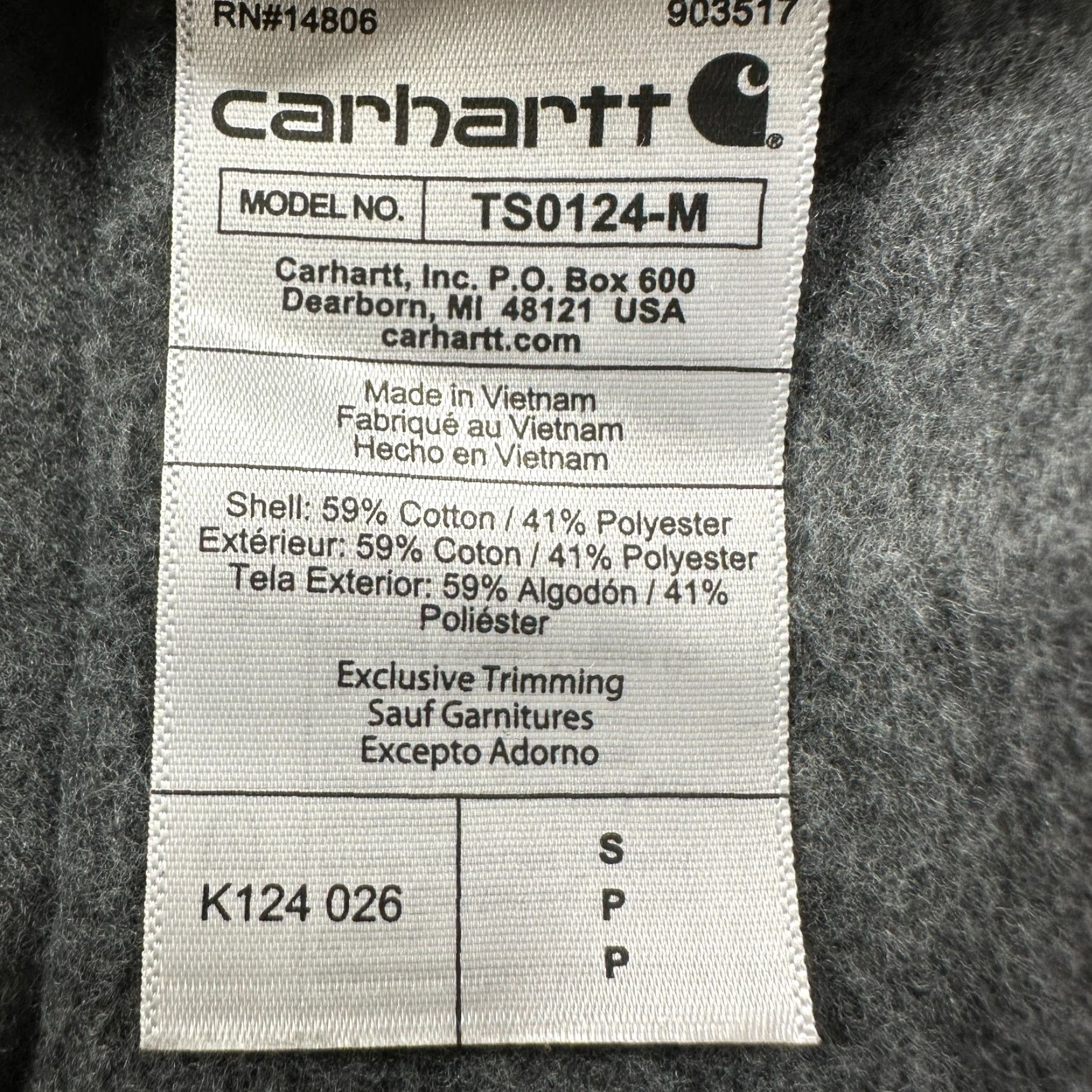 Carhartt Carhartt Sweatshirt Mens Small Gray Pullover Crew Neck Cotton Polyester Fleece Logo 90s Stacked Pocket, Regular Fit, Winter/All Seasons, Men Size US S / EU 44-46 / 1 - 5 Thumbnail