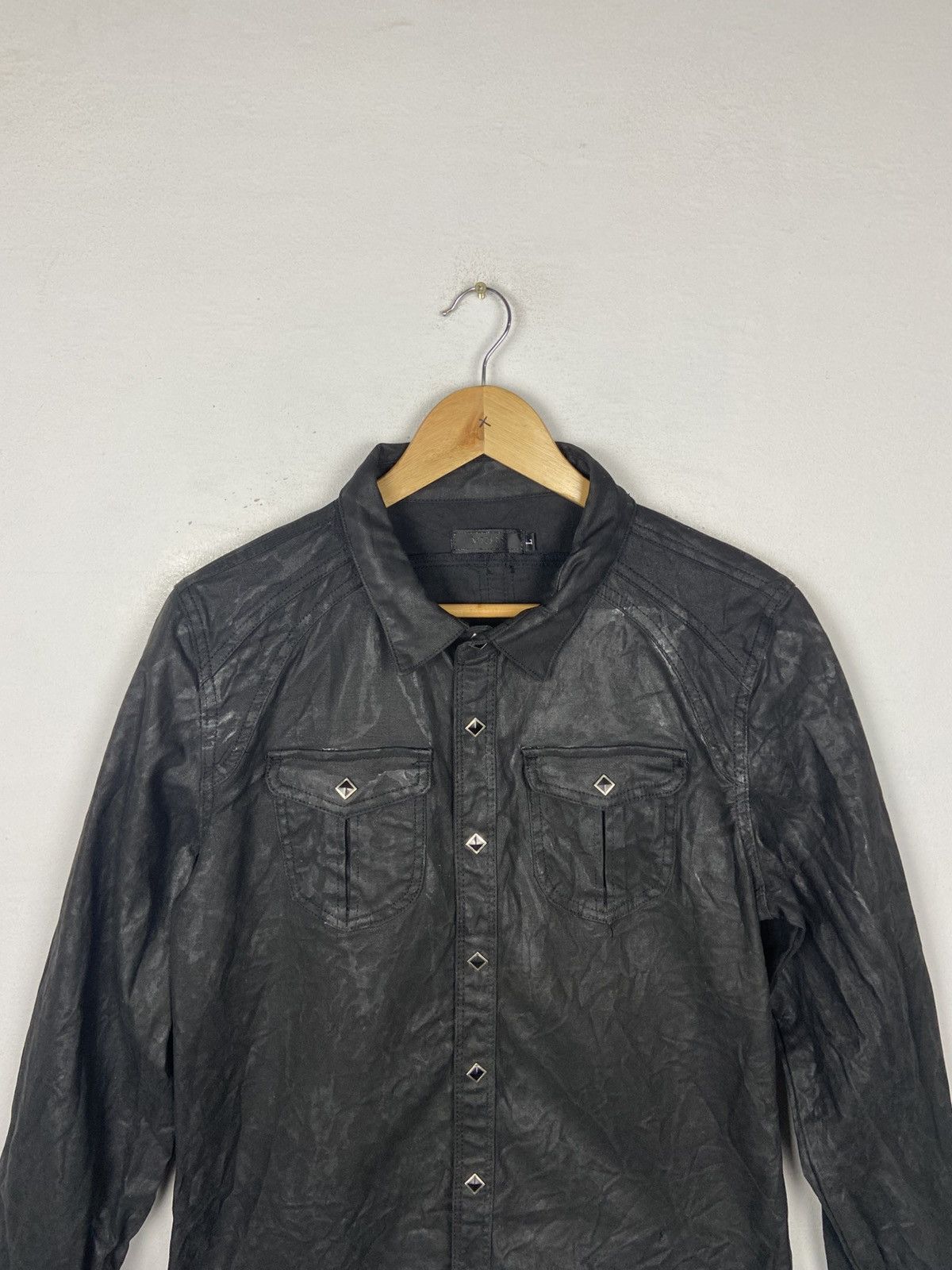 Japanese Brand Black Gothic Coated DRKSHDW Biker Shirt Jacket Size US L / EU 52-54 / 3 - 2 Thumbnail