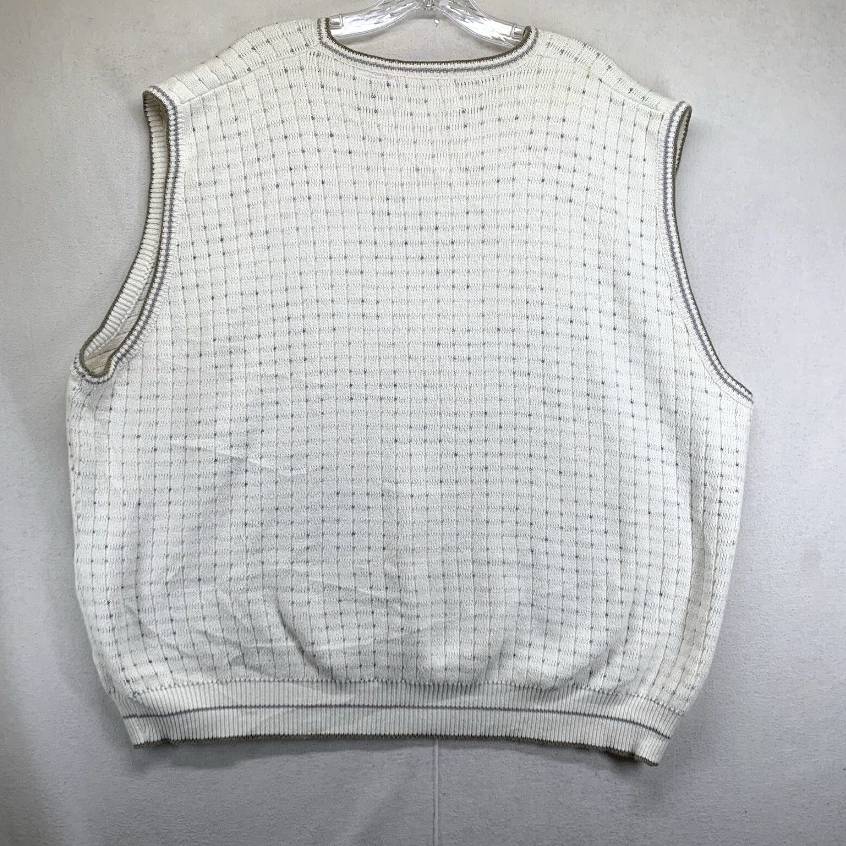 Olive VINTAGE Cypress Links Men's Sweater Vest 2XL Knit Sleeveless V-Neck Casual Travel All Seasons Olive Ivory Geometric 80s 90s Preppy Size US XXL / EU 58 / 5 - 2 Thumbnail