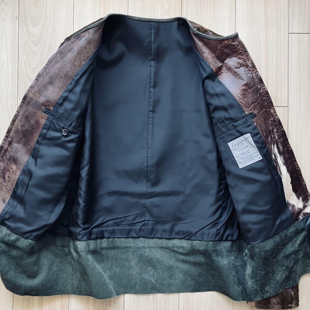 Yohji Yamamoto POUR HOMME 02aw look36 archive riders leather jacket Size US L / EU 52-54 / 3 - 3 Thumbnail