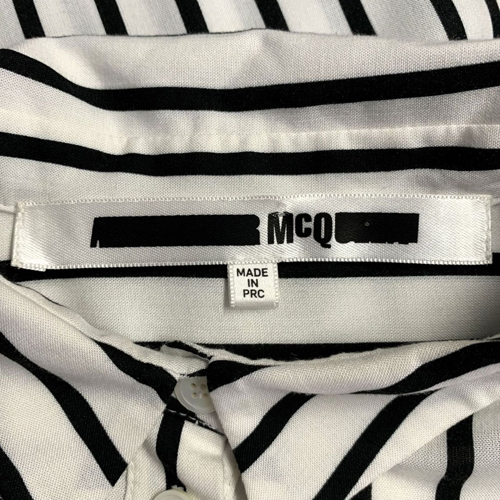 McQ Alexander McQueen MCQ by ALEXANDER MCQUEEN Viscose Stripe Tunic Shirt Size L Black White 2016 Size L / US 10 / IT 46 - 5 Thumbnail