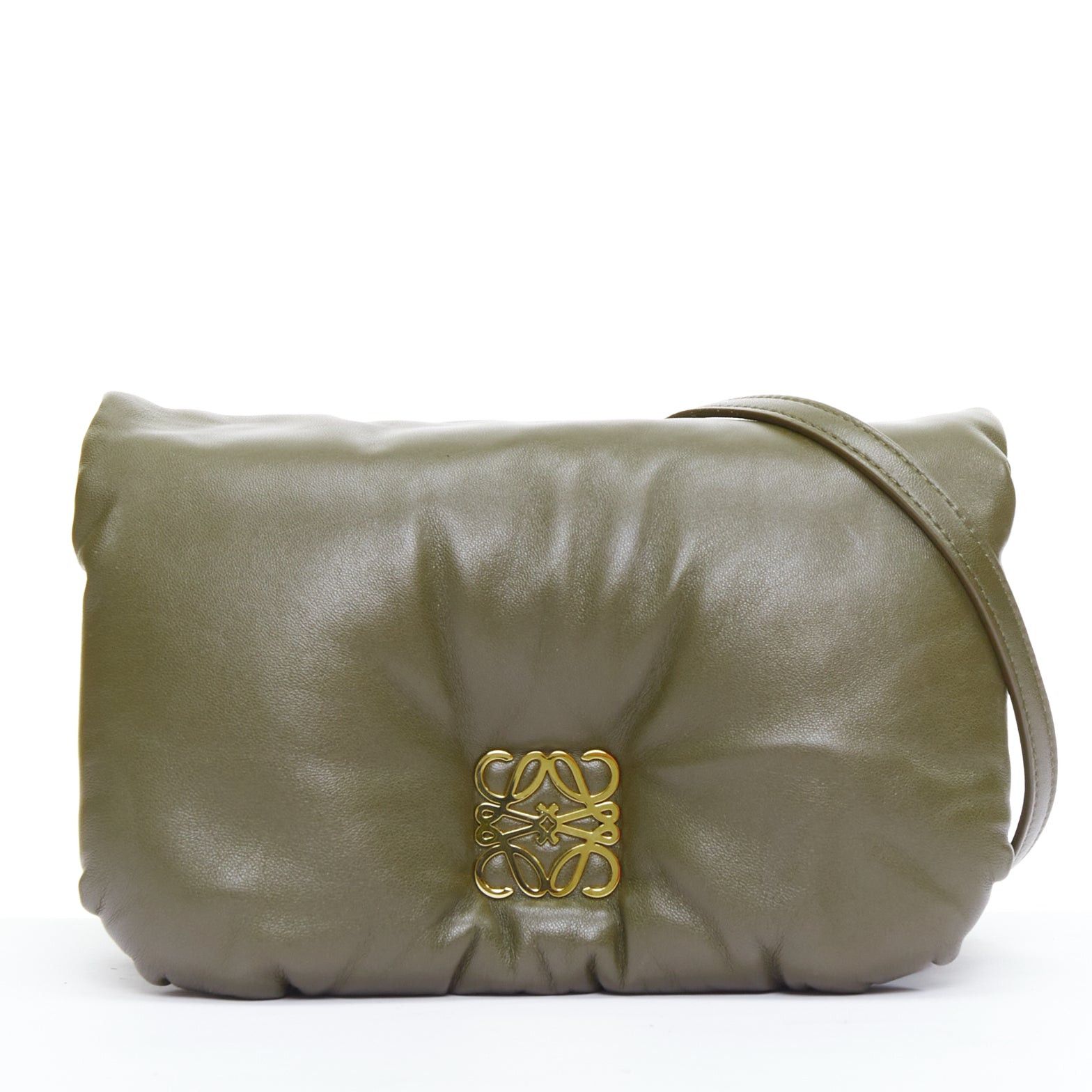 Loewe LOEWE Mini Puffer Goya khaki soft nappa padded pillow crossbody bag Size ONE SIZE - 1 Thumbnail