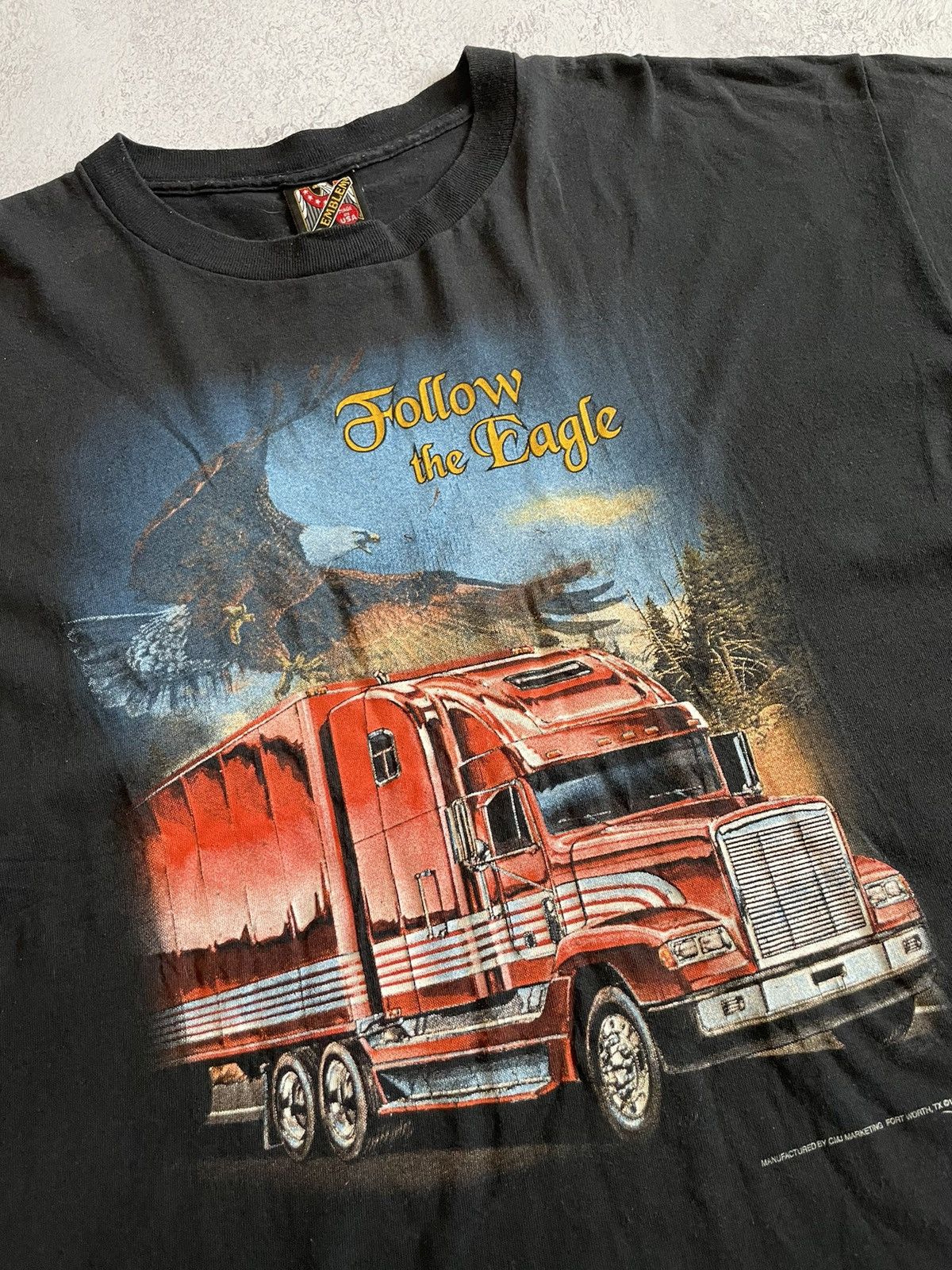 Vintage VTG 3D Emblem “Follow the Eagle” 1994 Big Print Tee Size US XXL / EU 58 / 5 - 2 Thumbnail