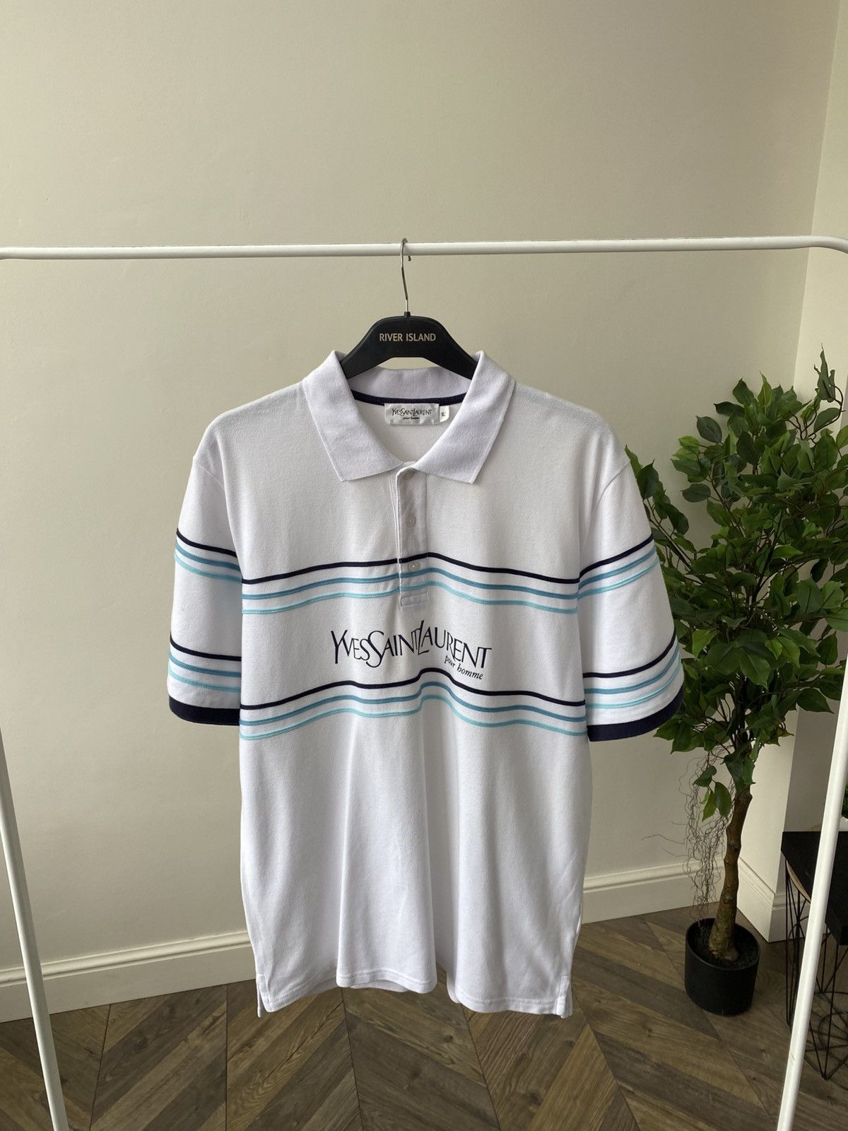 Vintage × Yves Saint Laurent Vintage Yves Saint Laurent Big Logo Print Polo T-shirt Size US XL / EU 56 / 4 - 5 Thumbnail