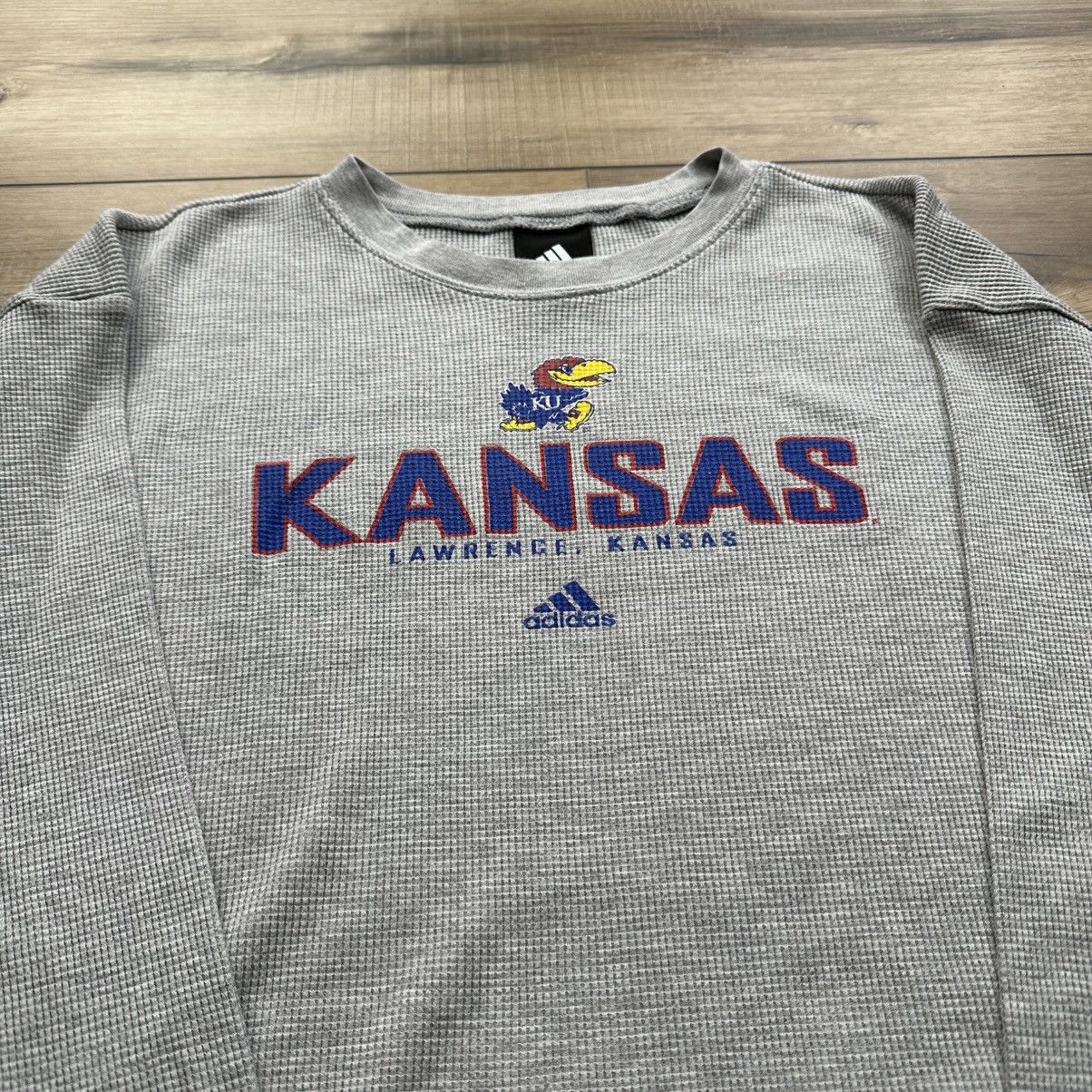 Adidas Vintage 2000s Adidas Kansas Jayhawks Long Sleeve Thermal Tee Size US XL / EU 56 / 4 - 5 Thumbnail