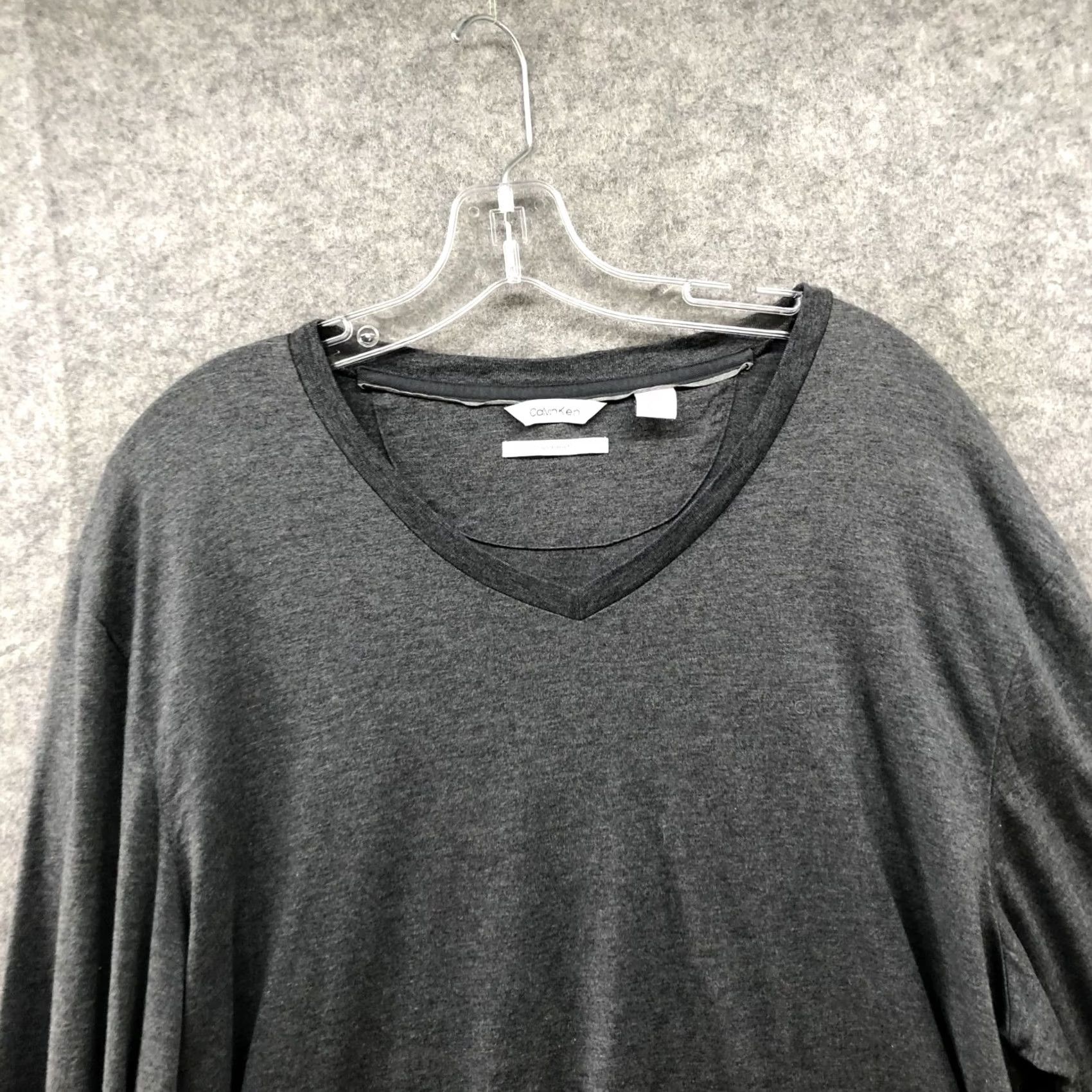 Calvin Klein Calvin Klein Liquid Touch Long Sleeve T Shirt Mens XXL Gray V-Neck Cotton Size US XXL / EU 58 / 5 - 3 Thumbnail