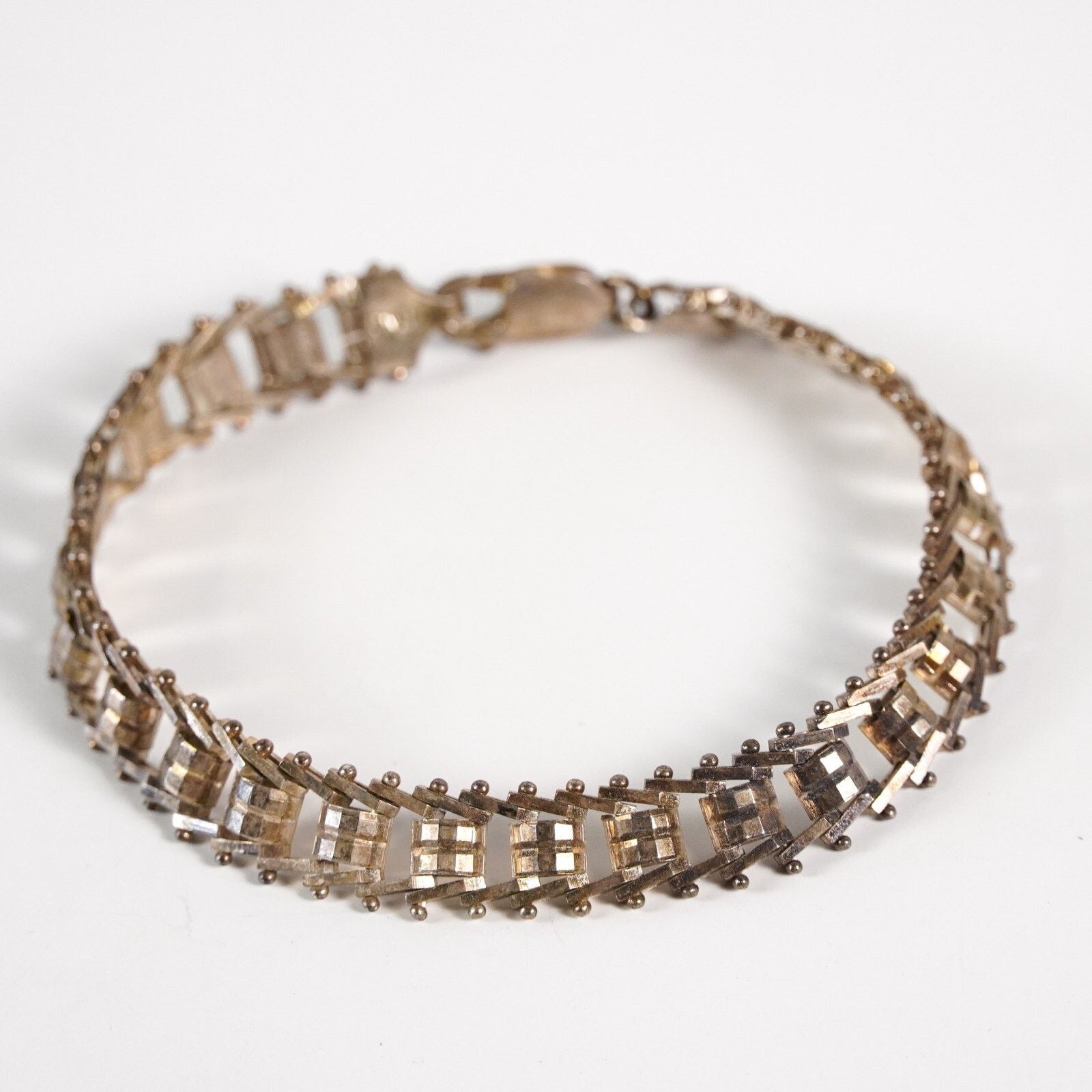 Vintage 925 Sterling Silver Chain Link Bracelet Clasp Italy