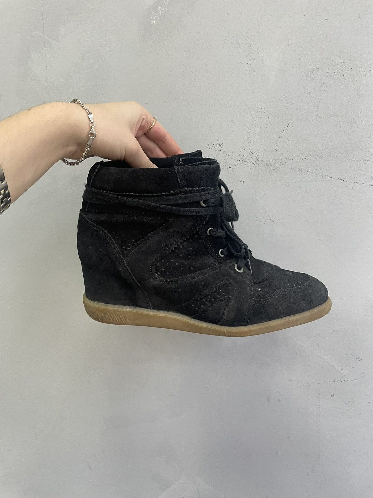 Isabel marant style wedge heel boots black suede retro y2k