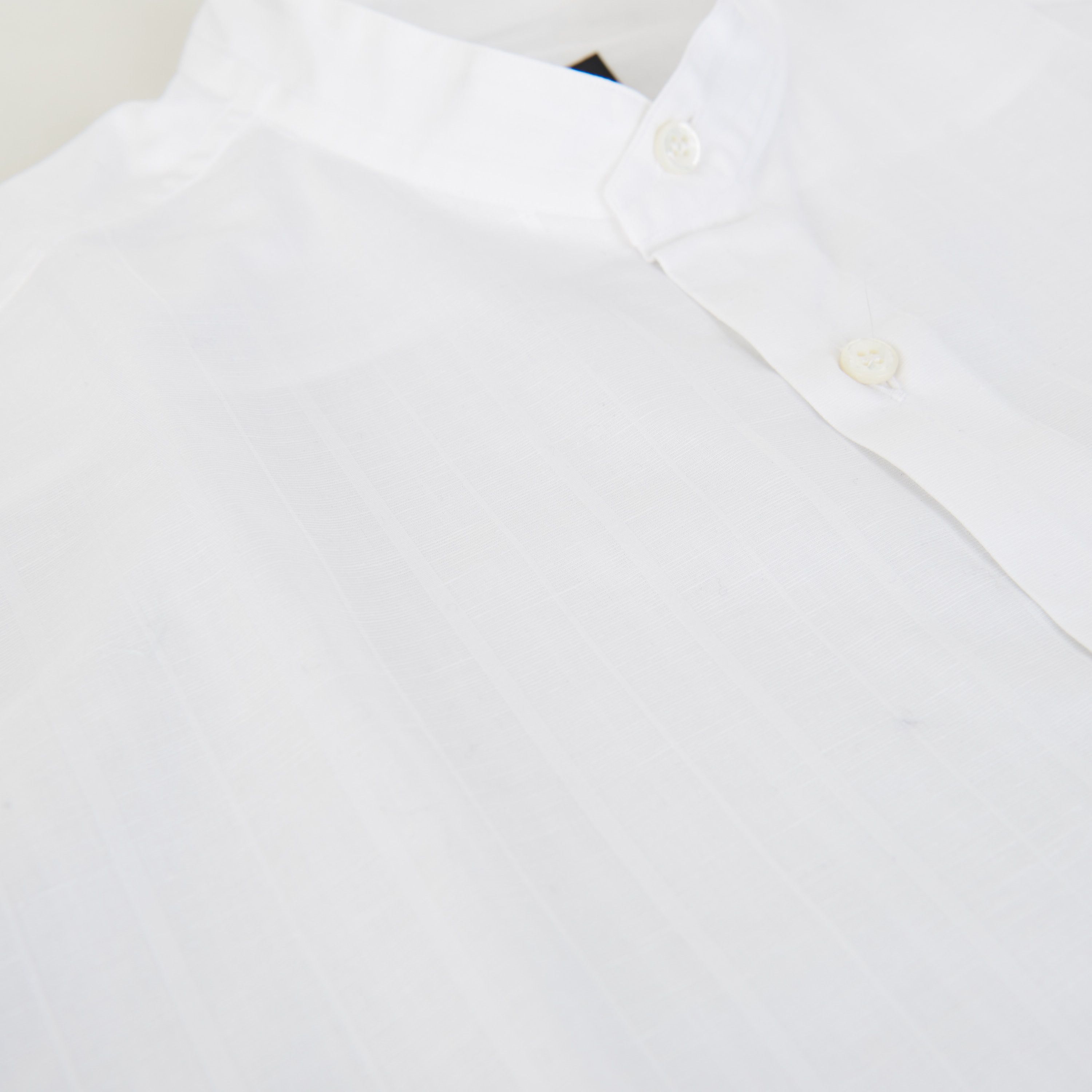 Brioni Mandarin Collar Shirt - Cotton & Linen, Jacquard Stripe Size US M / EU 48-50 / 2 - 13 Thumbnail