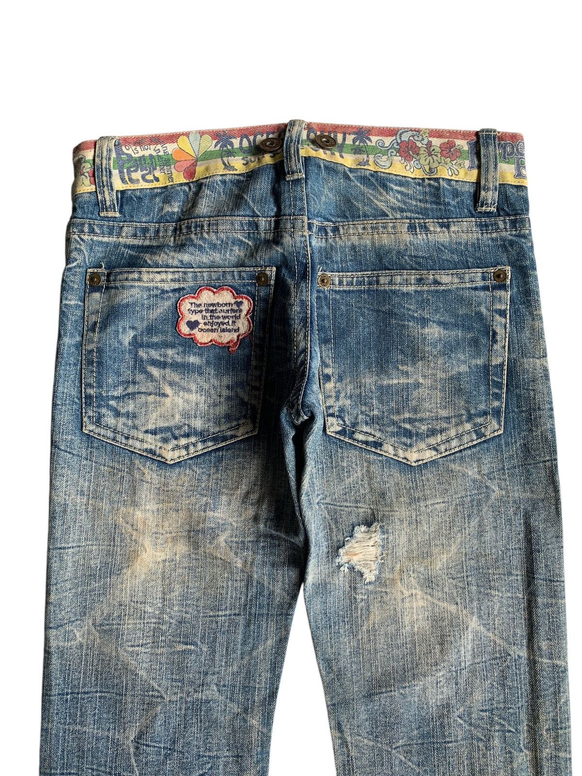 💥 Vintage 90s Style Hyper Beach Stone Wash Patch Jeans Rare
