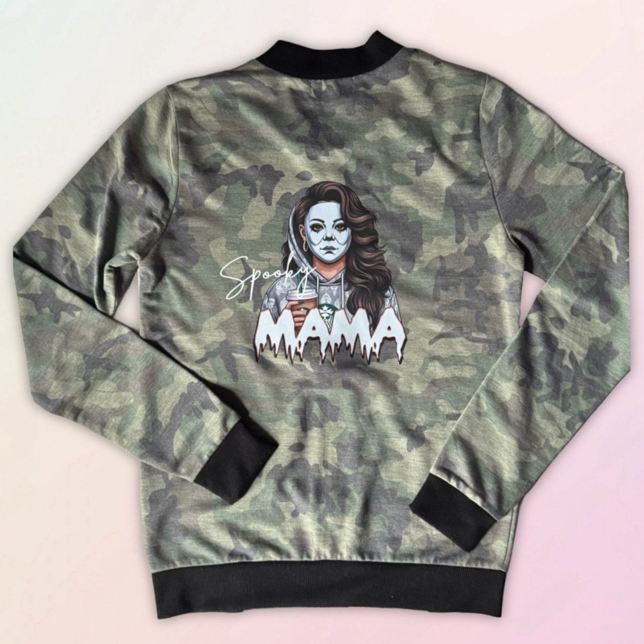 Other Spooky Mama, Coffee & Halloween, Camo Bomber Style Jacket Size S / US 4 / IT 40 - 1 Thumbnail