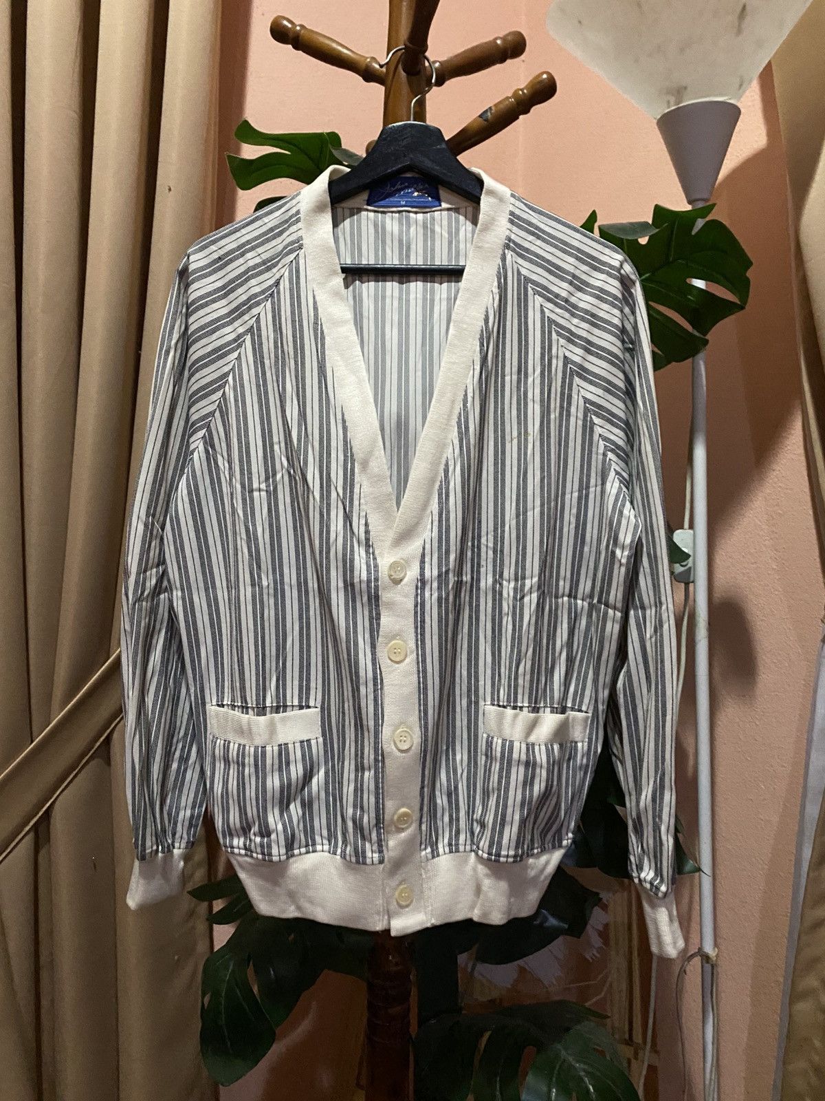 Vintage 70s John Miller Striped Button-Up Cardigan Jacket – Classic Size US M / EU 48-50 / 2 - 3 Thumbnail