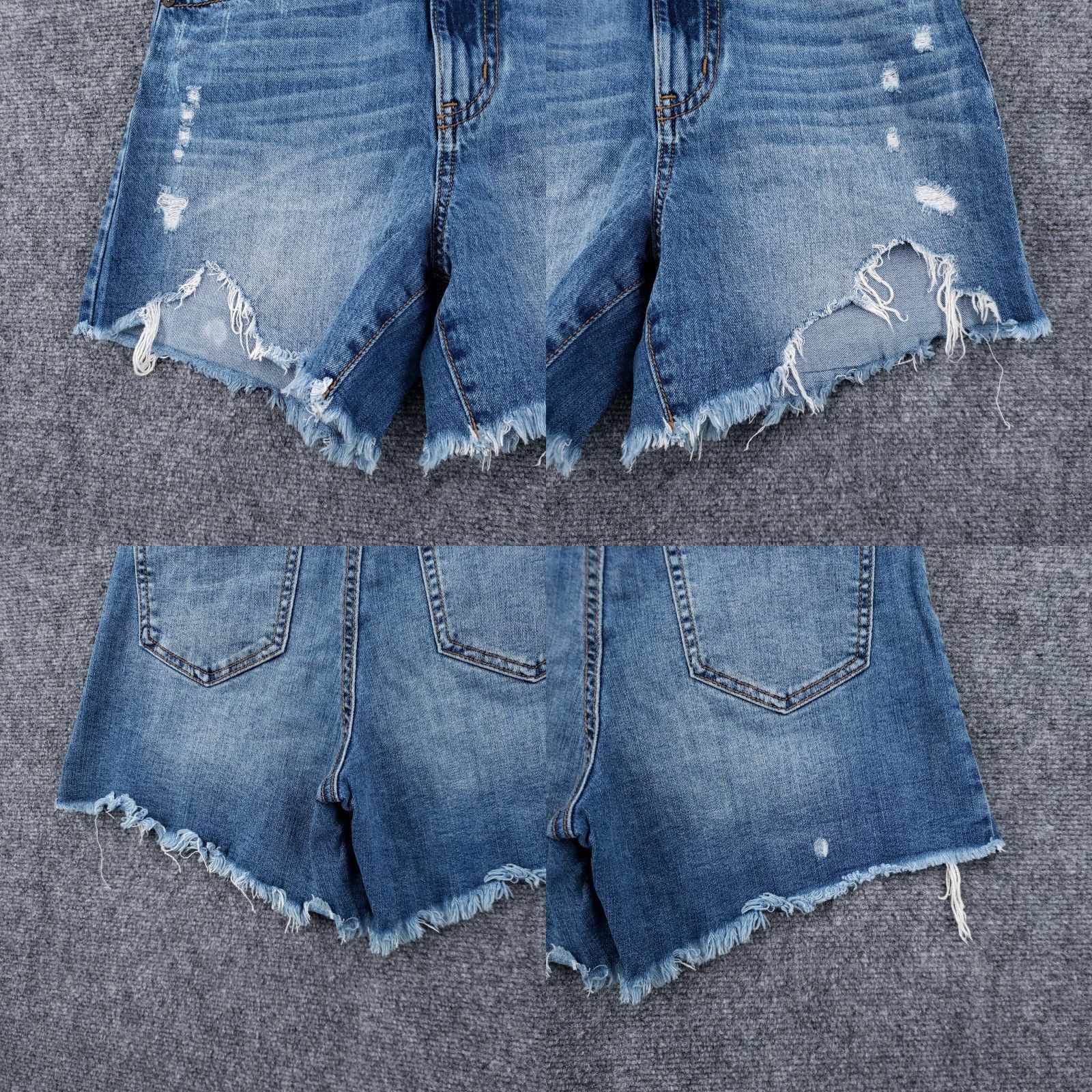 Vintage Rewash Shorts Womens 1/25 Blue Reunion Wedge Midi High Rise Distressed Denim Shorts Casual Walking 27in Waist XS?? Size 42" / US 20 - 8 Thumbnail