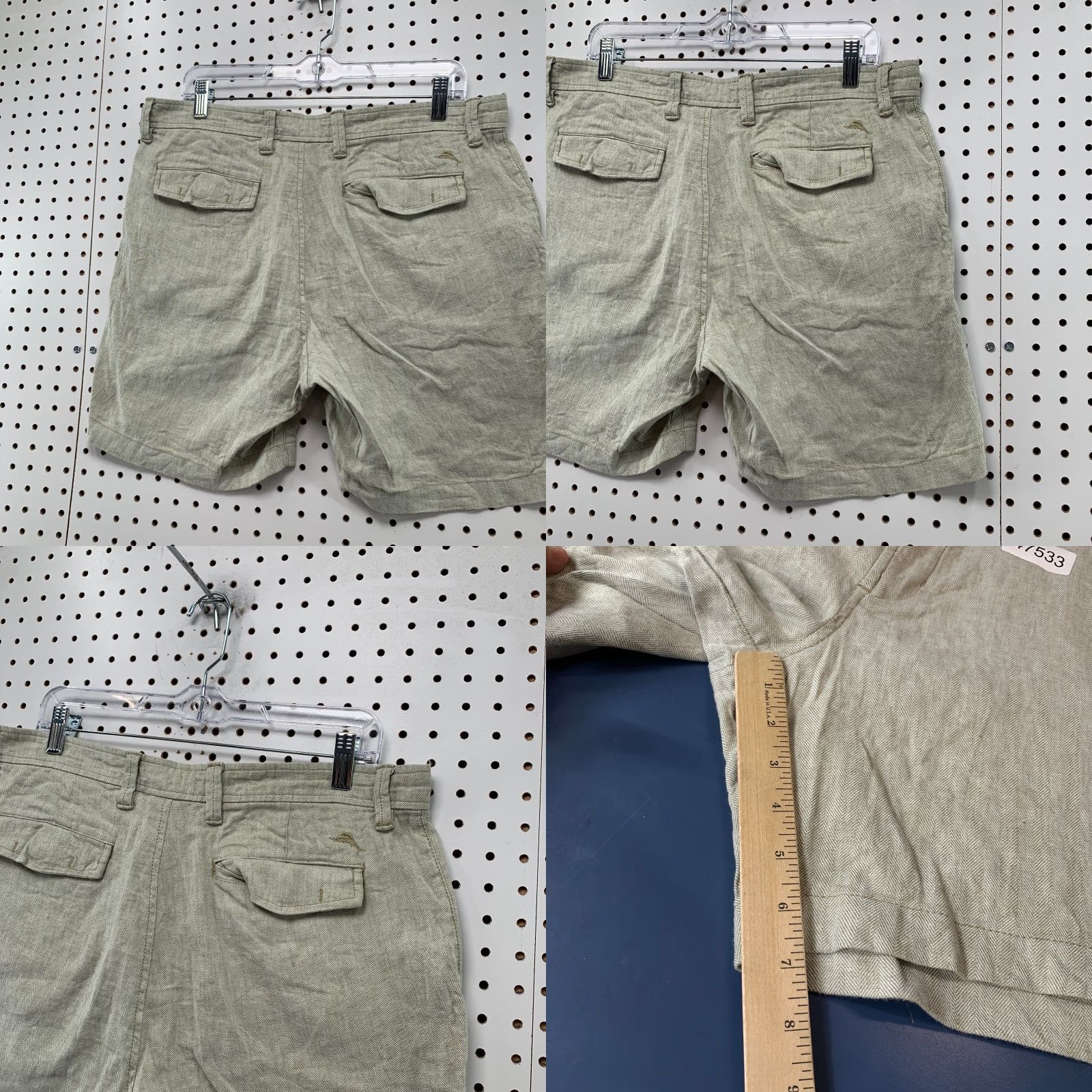Tommy Bahama Tommy Bahama Linen Blend Chino Shorts Mens 34x7 Gray Herringbone Beach Casual Size US 34 / EU 50 - 8 Thumbnail