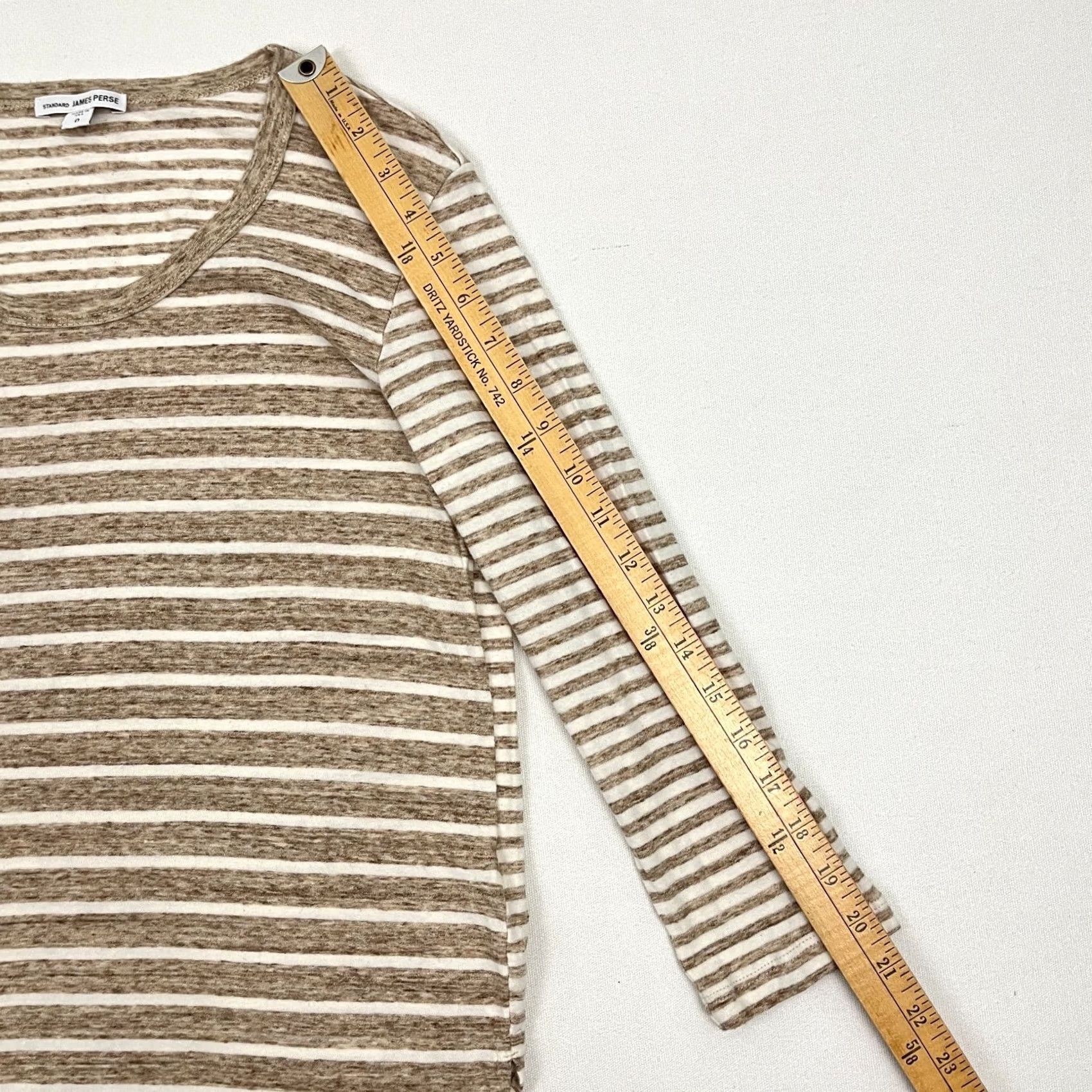 James Perse James Perse Blouse Womens XS Brown Striped Contrast Scoop Knit 3/4 Sleeve Casual Workwear Mens? Size XS / US 0-2 / IT 36-38 - 5 Thumbnail