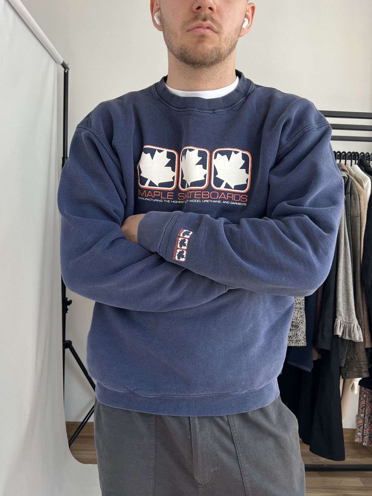 Fruit Of The Loom Vintage Maple Skateboards Cotton Navy Sweatshirt Size XL Size US XL / EU 56 / 4 - 2 Thumbnail