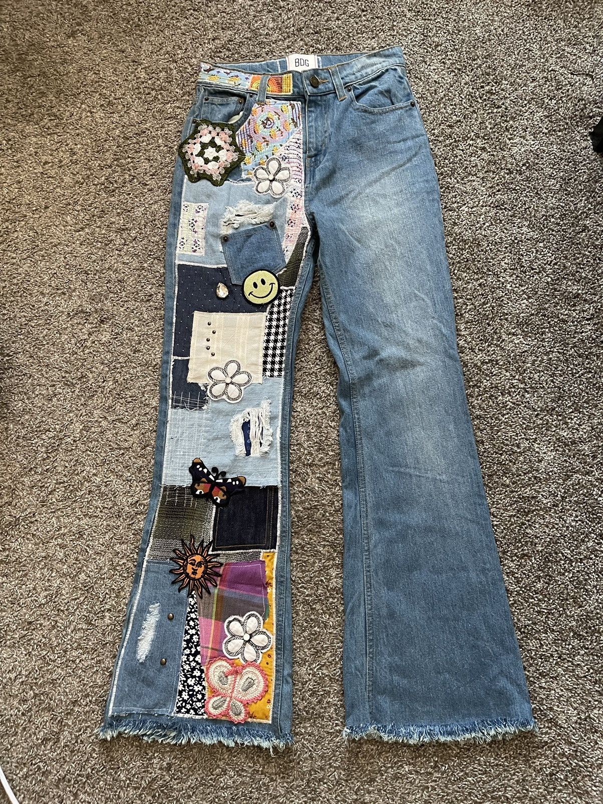 image of Bdg Patchwork Boot Cut Jeans in Blue, Men's (Size 26)