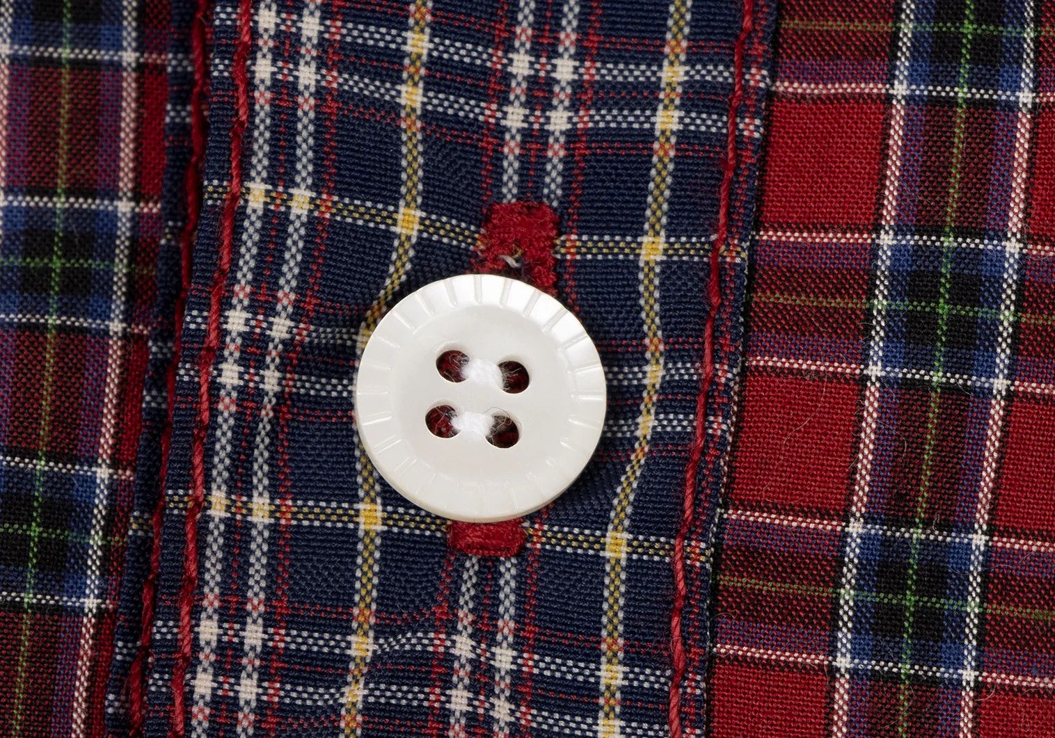 Junya Watanabe Triple Stitch Check Panel Shirt in Red, Size XS Size US XS / EU 42 / 0 - 7 Thumbnail