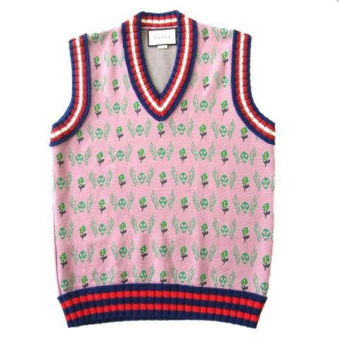 Gucci GUCCI SKULL AND FLOWER JACQUARD WOOL WAISTCOAT Size US L / EU 52-54 / 3 - 1 Thumbnail