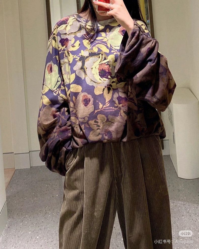Dries Van Noten DRIES VAN NOTEN Ink-wash floral pleated sweatshirt Size XS / US 0-2 / IT 36-38 - 7 Thumbnail