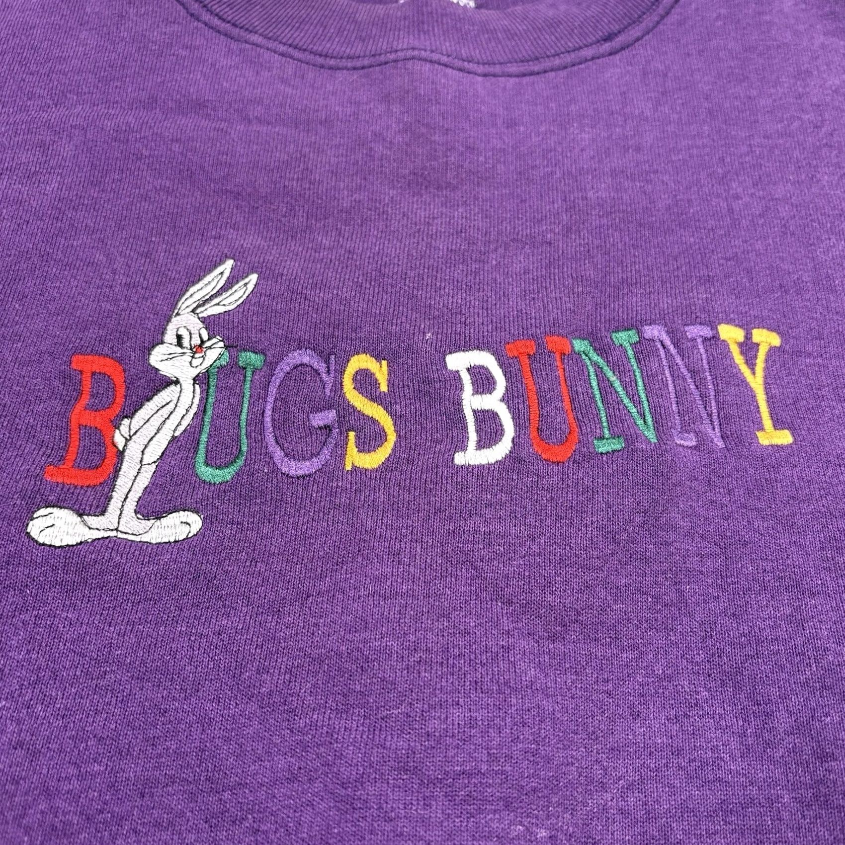 Vintage VINTAGE Bugs Bunny Looney Tunes Sweatshirt Purple Womens XL Embroidered Warner Size XL / US 12-14 / IT 48-50 - 2 Thumbnail