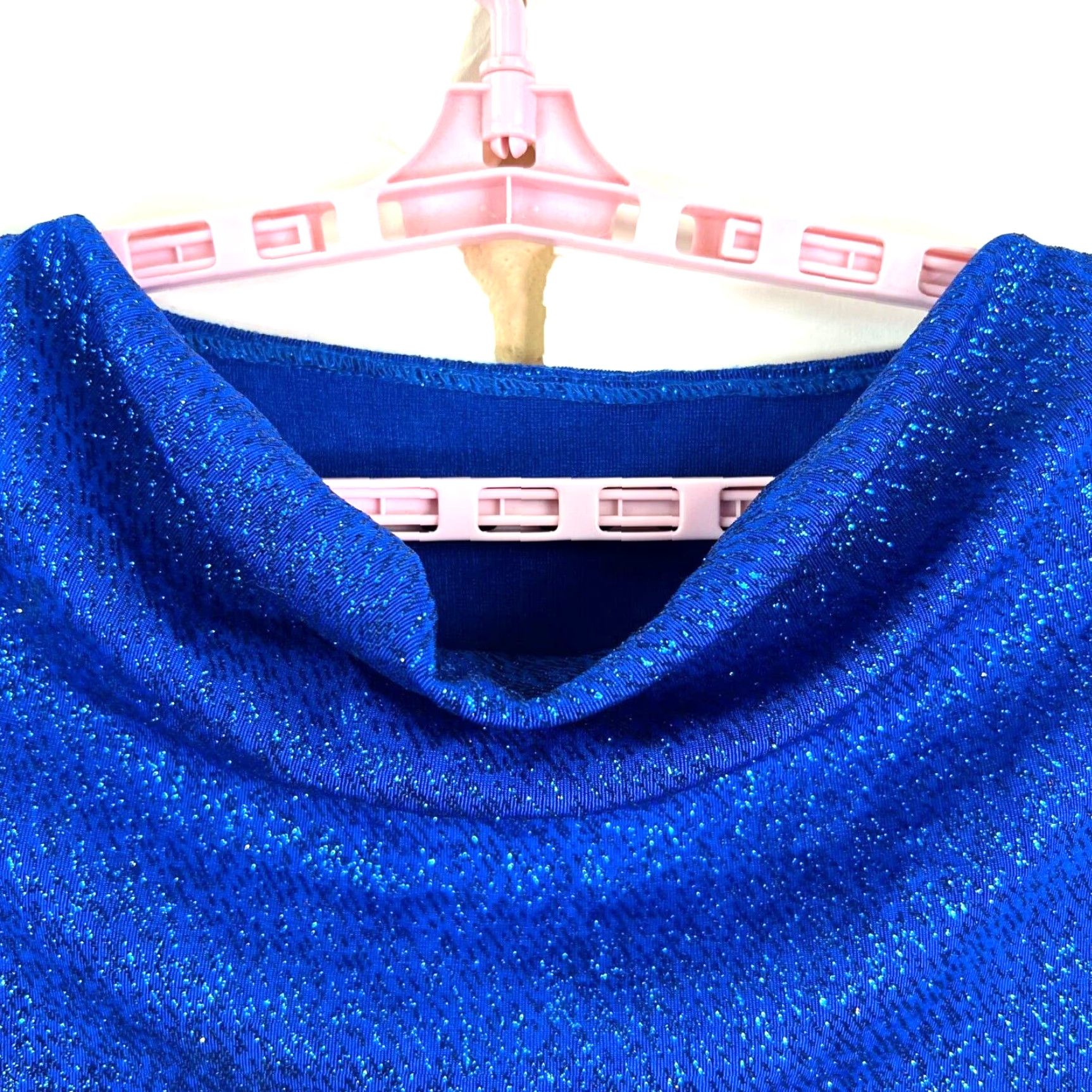 Vintage Stage Accents Blue Long Sleeve Glitter Top Womens M Blouse Round Neck Beaded Pullover Casual / Party / Workwear Size M / US 6-8 / IT 42-44 - 3 Thumbnail