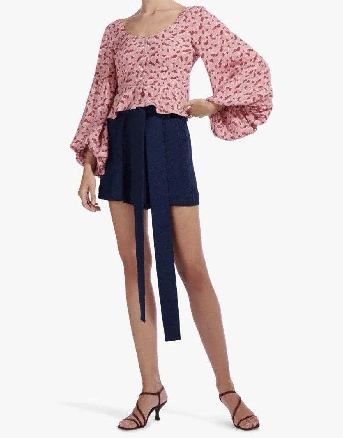 Staud Staud Gisele Mushroom Print Balloon Sleeve Top Size XS / US 0-2 / IT 36-38 - 2 Thumbnail
