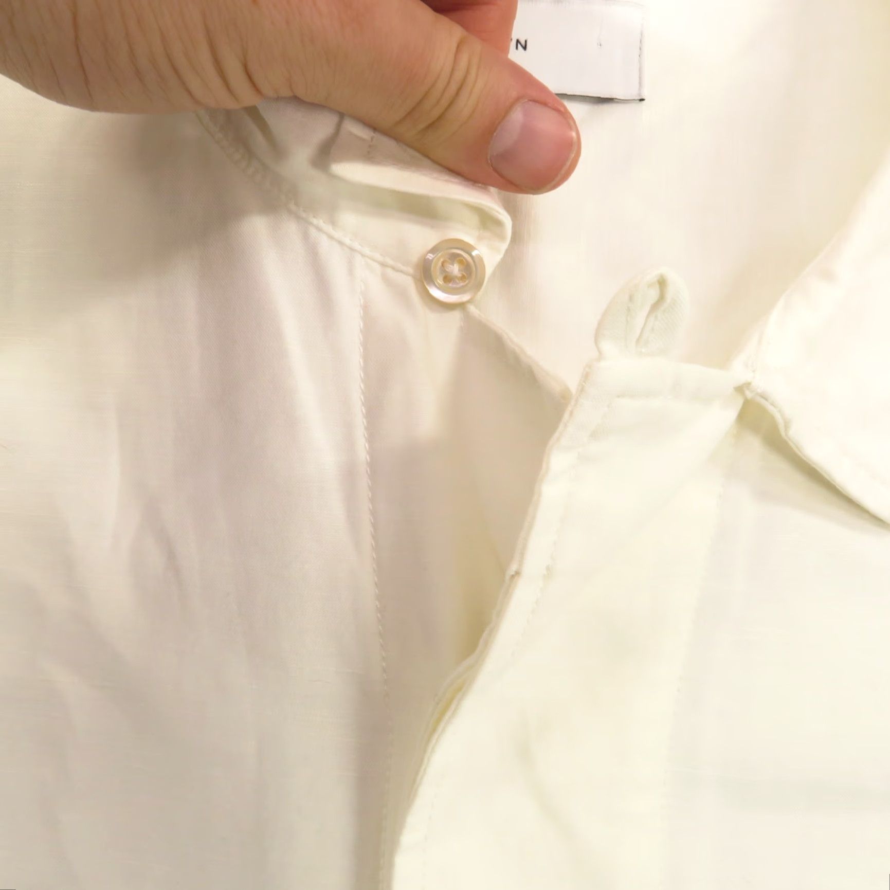 Vintage BLDWN Shirt Mens XL White Linen Cotton Loop Collar Short Sleeve Button-Up Kansas Vintage Mens Regular Shirt Size US XL / EU 56 / 4 - 6 Thumbnail