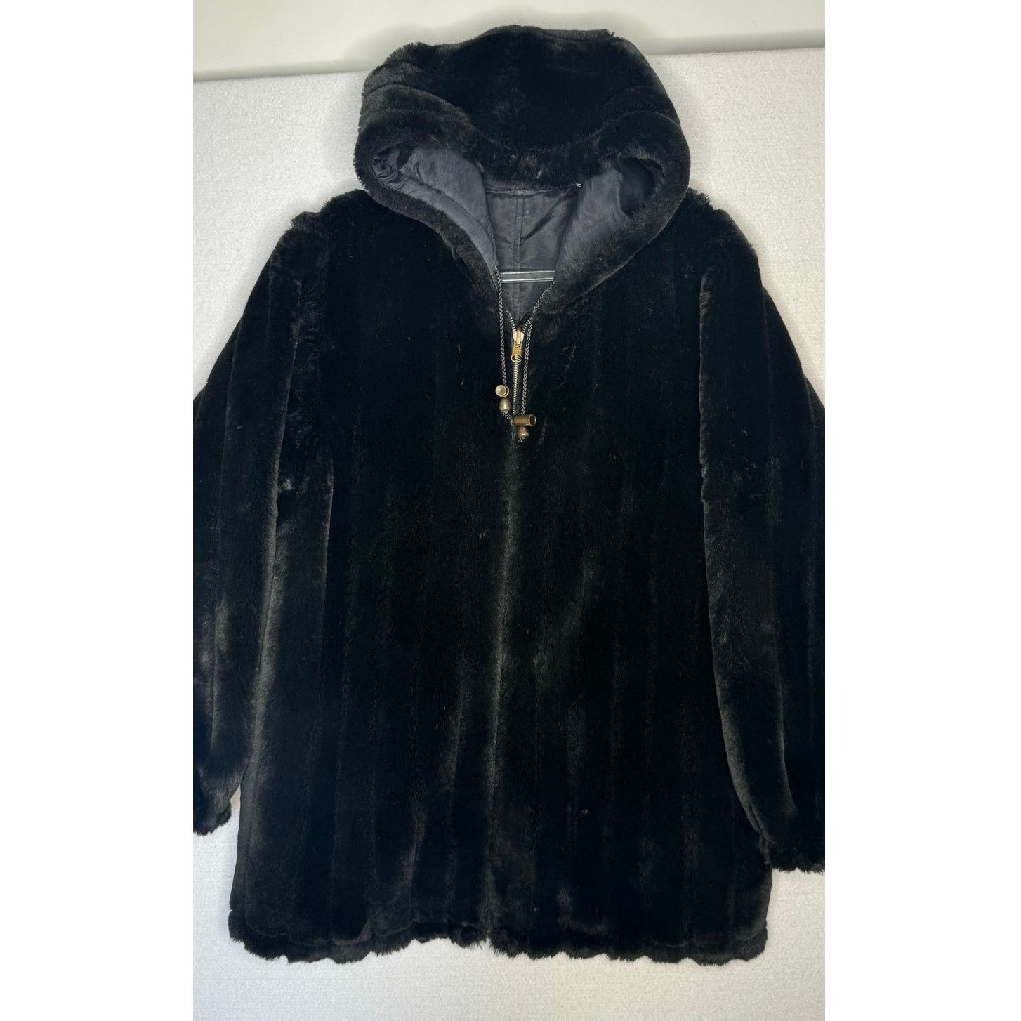 Vintage 1990s Komitor Reversible Silk Faux Fur Hooded Coat Medium Size M / US 6-8 / IT 42-44 - 21 Thumbnail