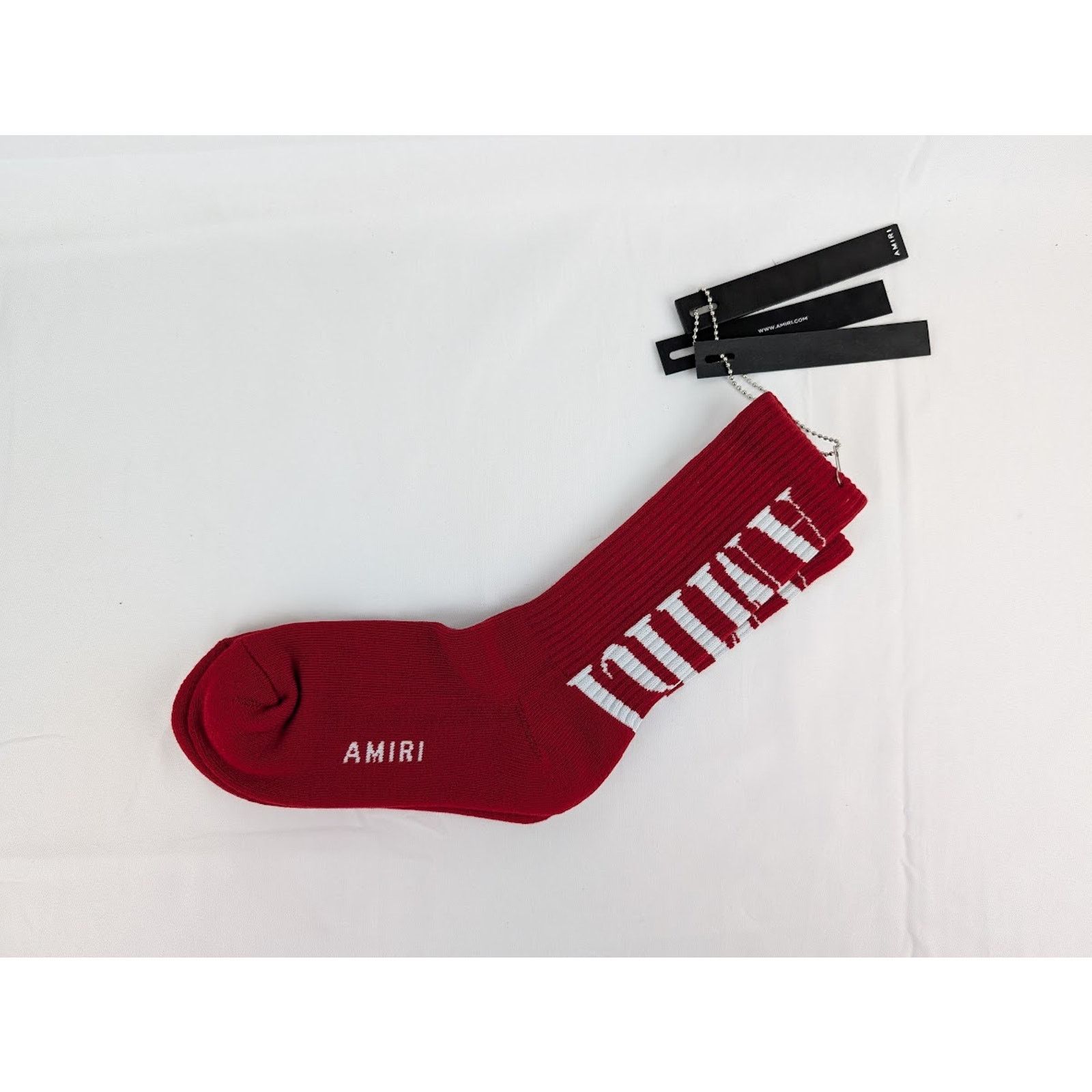 o1rshd1 Q:2/Size: 45-46 / Solid Amiri Core Logo Socks in Red
