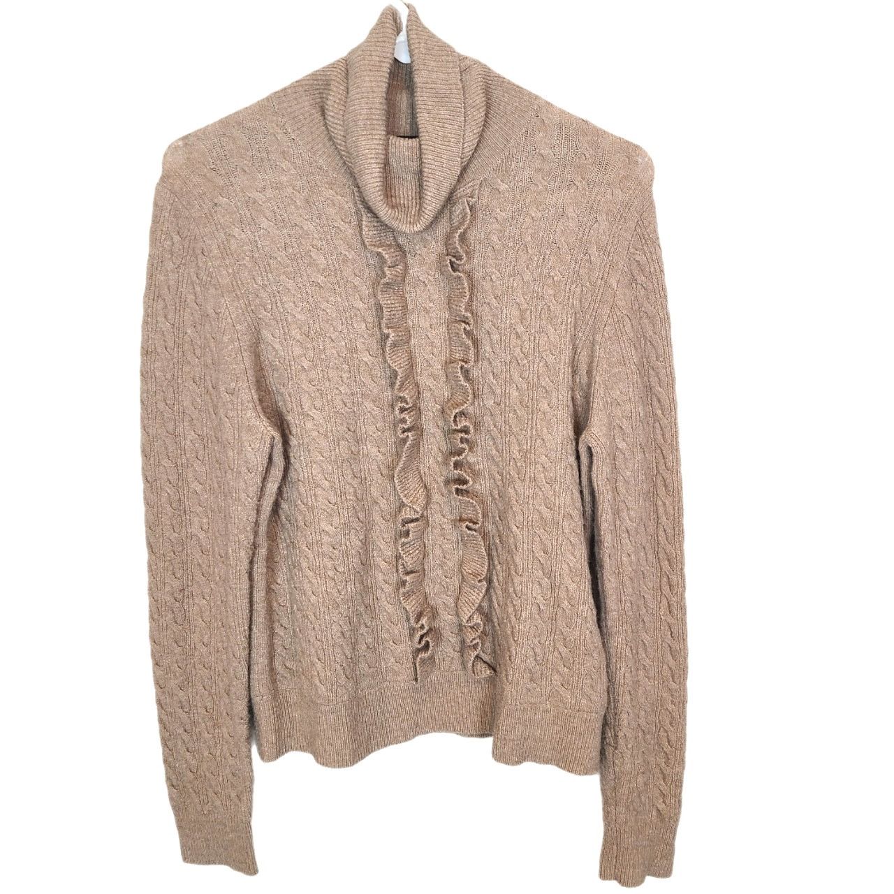 J.Crew J. Crew Womens Ruffle Front Cable Knit Turtleneck Sweater M Size M / US 6-8 / IT 42-44 - 2 Thumbnail