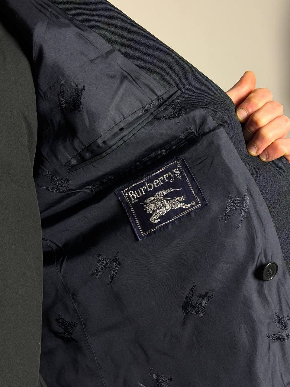 Burberry Vintage Burberry Double Breasted Blazer Nova Check Dark Navy Size 44R - 5 Thumbnail