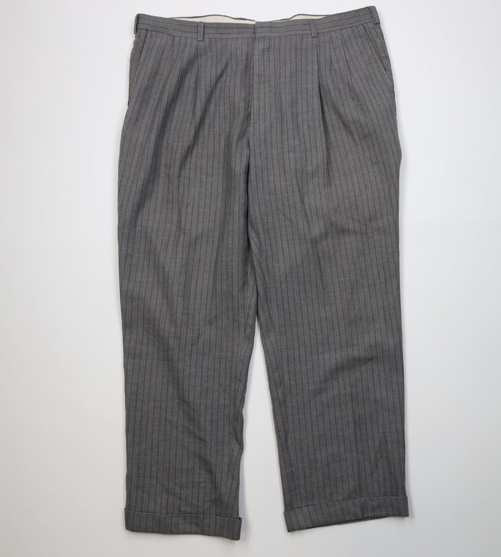 Vintage Vintage 90s Streetwear Gabardine Striped Wide Leg Pants Size US 42 / EU 58 - 1 Thumbnail