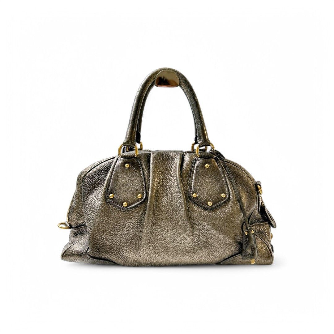 Prada Prada - Vitello Dino Metallic Vintage Leather Handbag Size ONE SIZE - 2 Thumbnail
