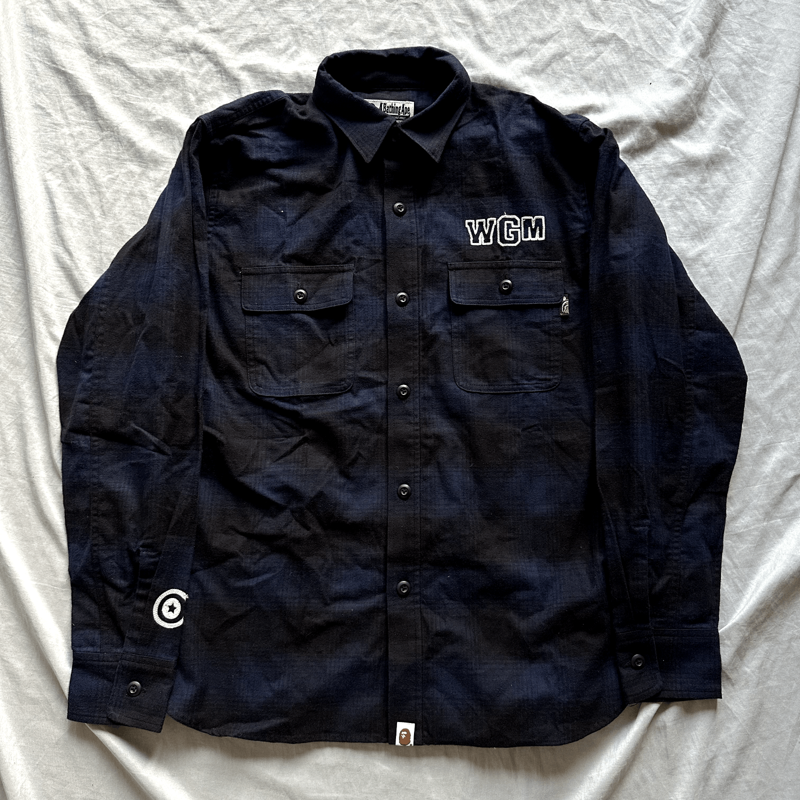 Bape BAPE Check Shark Relaxed Fit Flannel Shirt Navy Size Small Size US S / EU 44-46 / 1 - 3 Thumbnail