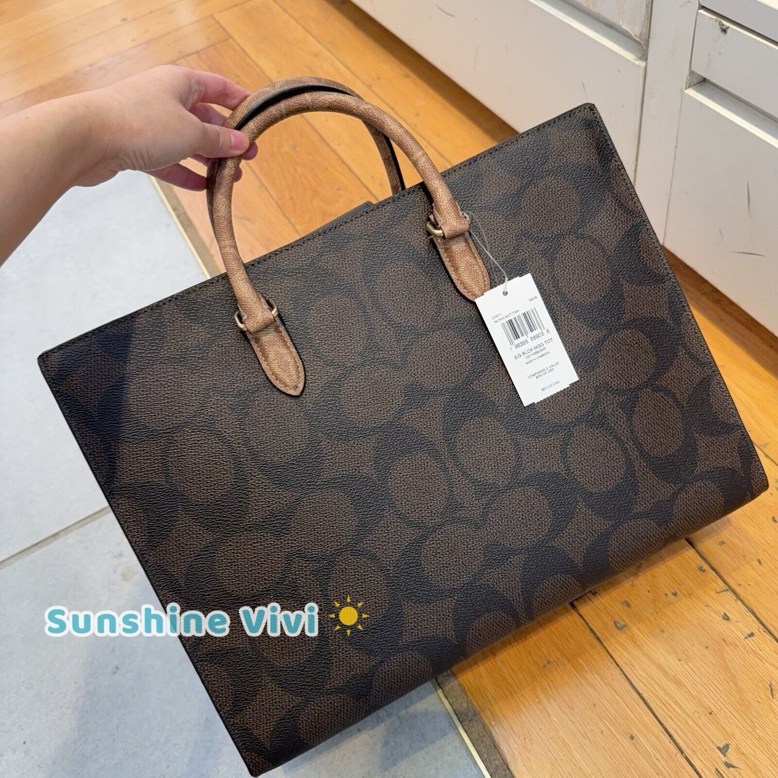 Coach NWT Coach Maggie Tote Bag In Blocked Signature Canvas CY677 Size ONE SIZE - 5 Thumbnail