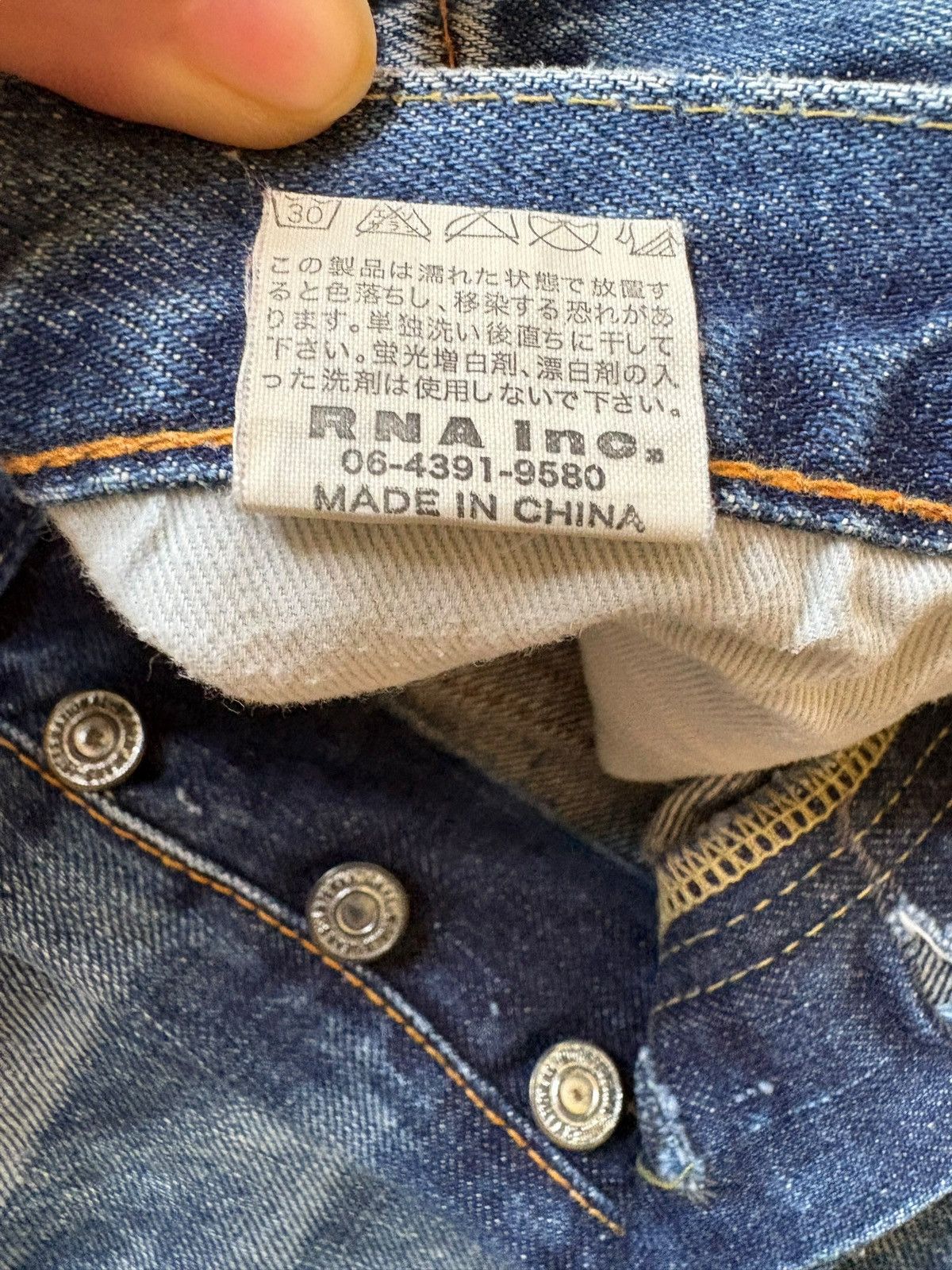 Japanese Brand Vintage Rna Slang Faded Wash Patchwork Distressed Jeans Size 31" - 9 Thumbnail