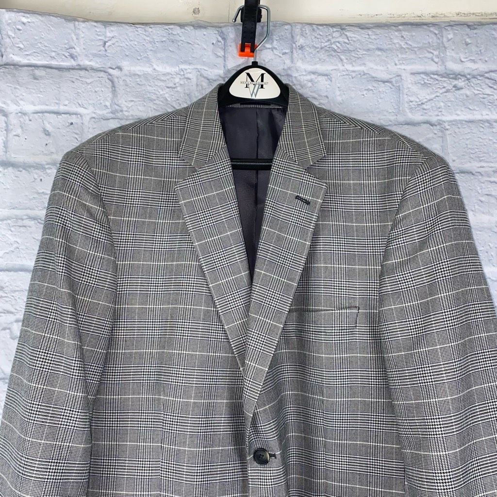Stafford Stafford essentials mens 44R black & white button plaid blaz Size 44R - 11 Thumbnail