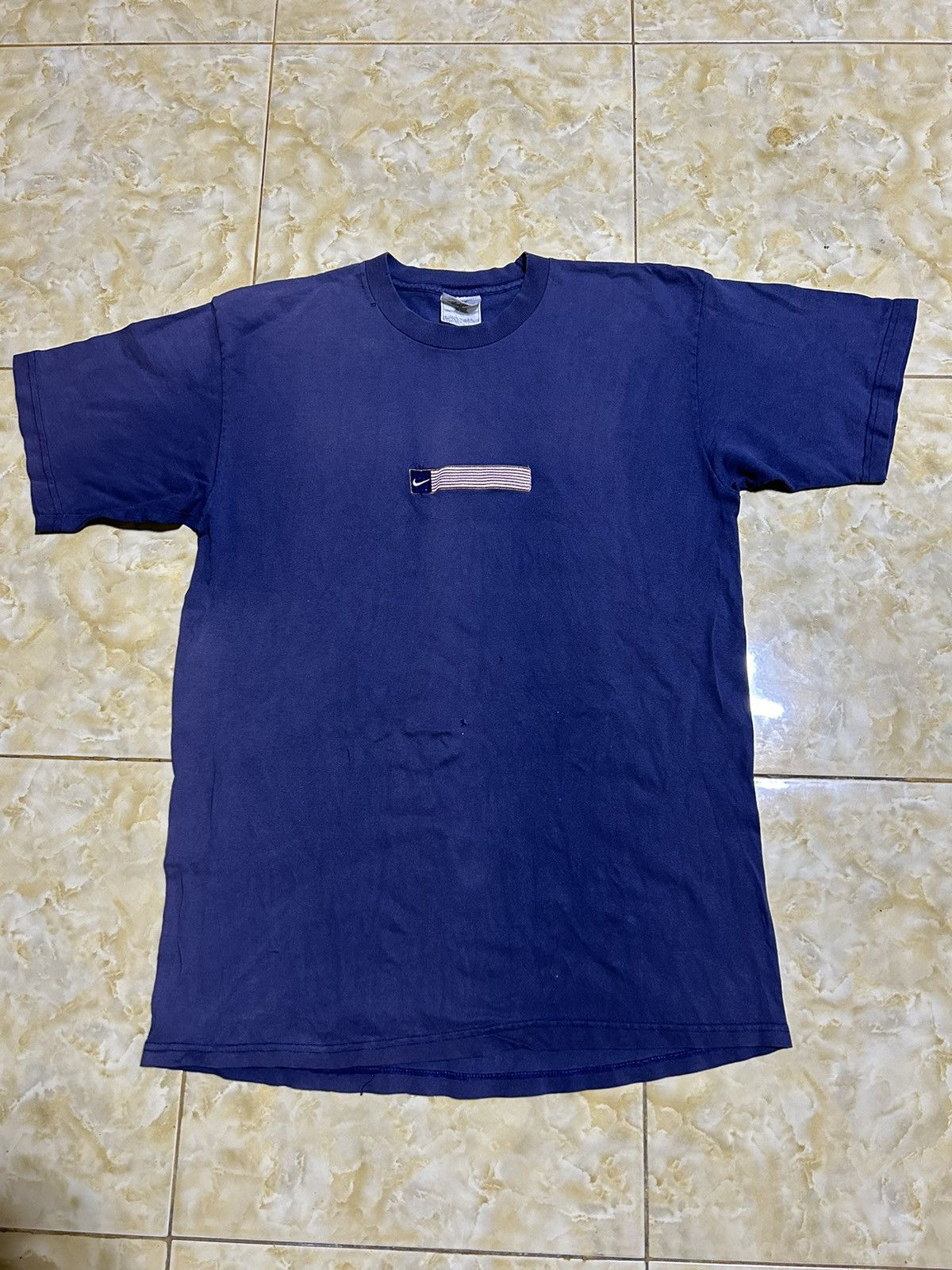 image of Made In USA x Nike 90's Nike Usa Flag Sun Faded Tee in Faded Blue, Men's (Size Large)