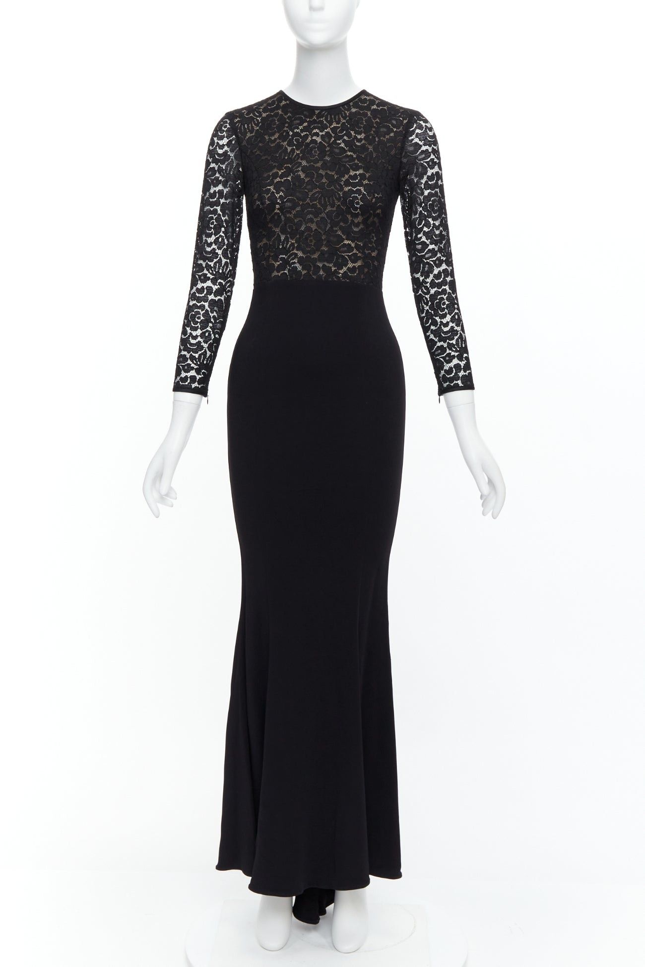 Michael Kors MICHAEL KORS COLLECTION black lace overlay top crop sleeve long gown US2 S Size S / US 4 / IT 40 - 1 Thumbnail
