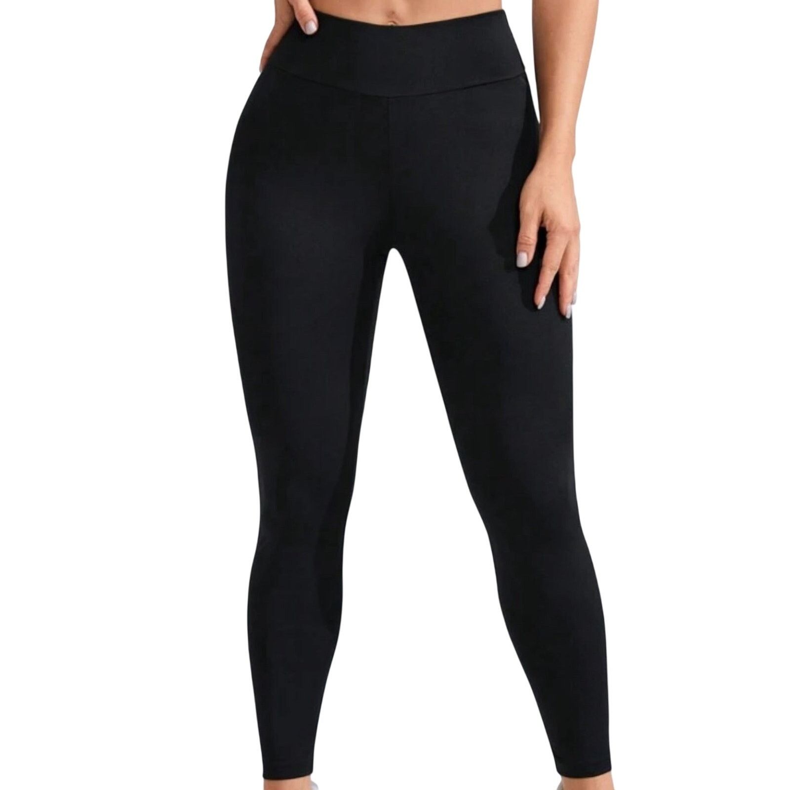 Shein Women's Scrunch Flap Pocket Active Leggings in Black, Size L Size 32" / US 10 / IT 46 - 1 Thumbnail