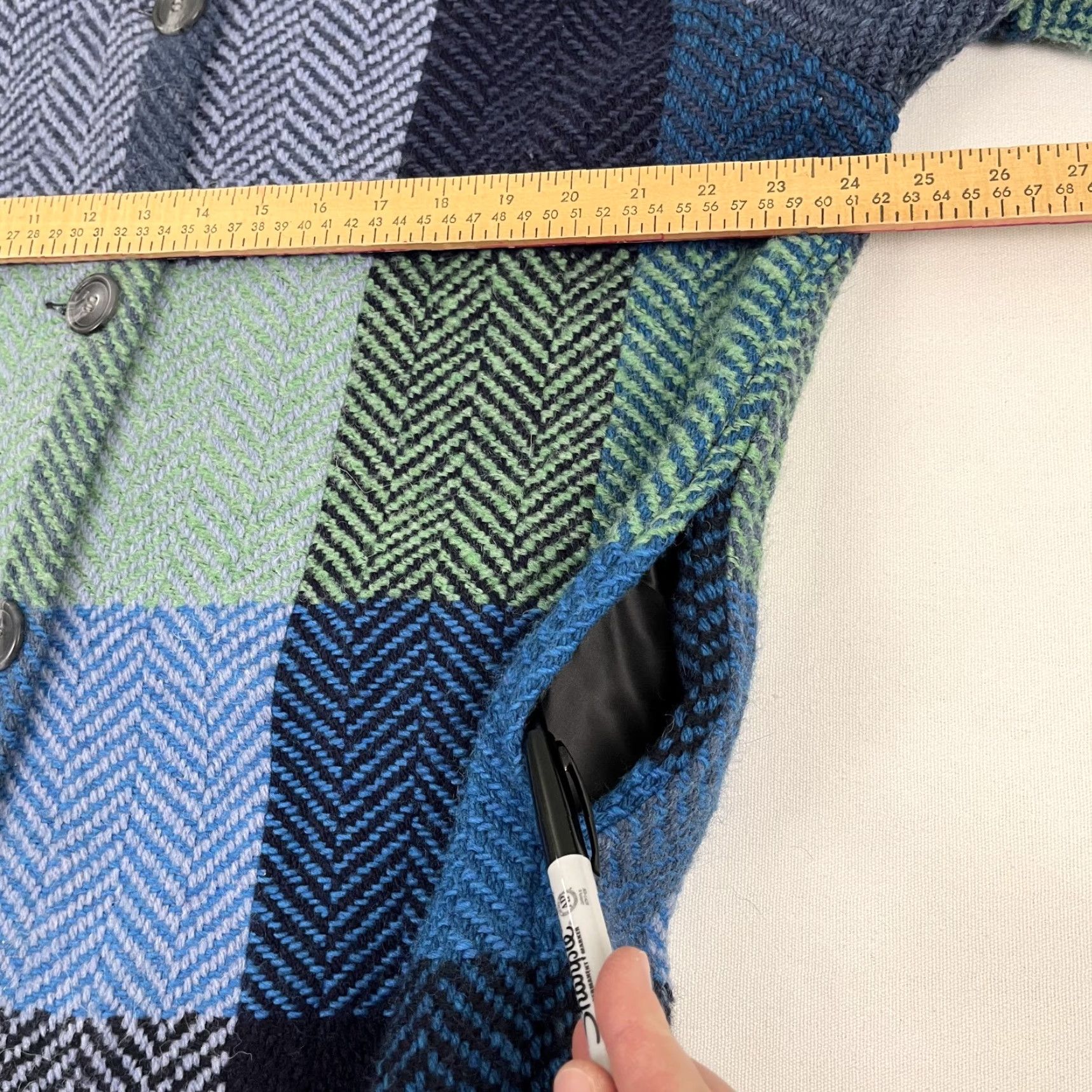 Vintage John Branigan Weavers Jacket Womens XL Green Blue Plaid Wool Blend Ireland Coat Size XL / US 12-14 / IT 48-50 - 7 Thumbnail